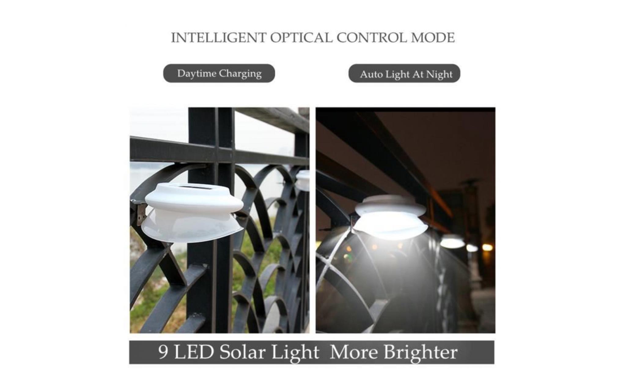 neufu 9 led lampe solaire 2v 0.5w etanche 4 modes d'installation jardin applique mural exterieur ampoule