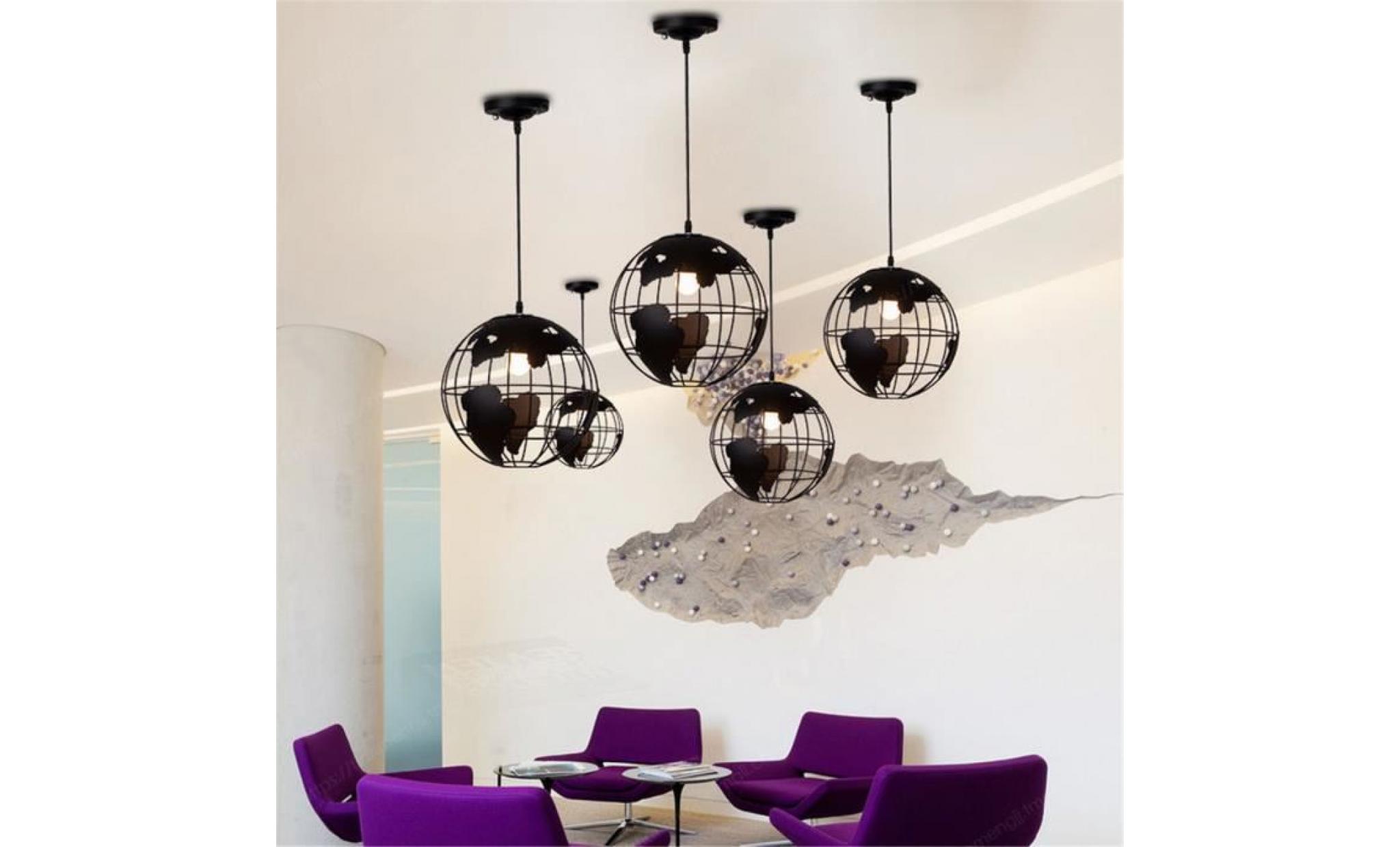 neufu lampe globe terrestre plafonnier suspension eclairage décor chambre pas cher