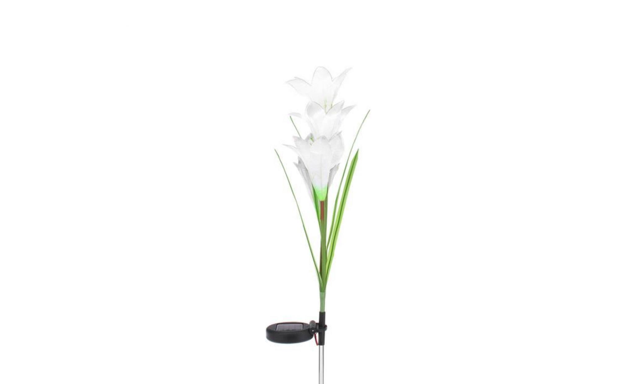 neufu lily flower garden powered solaire stake lumières fleurs artificielles 4 led blanc pas cher