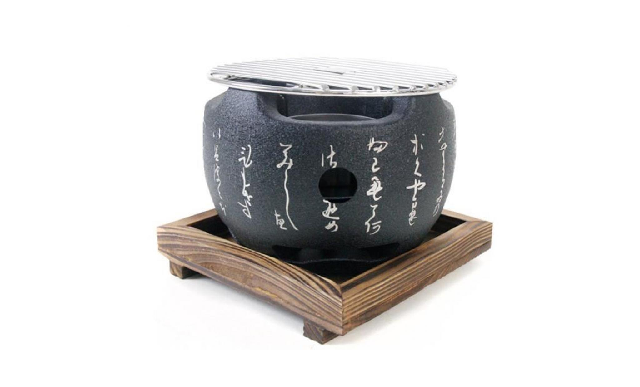 nomade style japon aluminium forme mini hibachi circulaire pour rôtir la viande de charbon set de cuisine