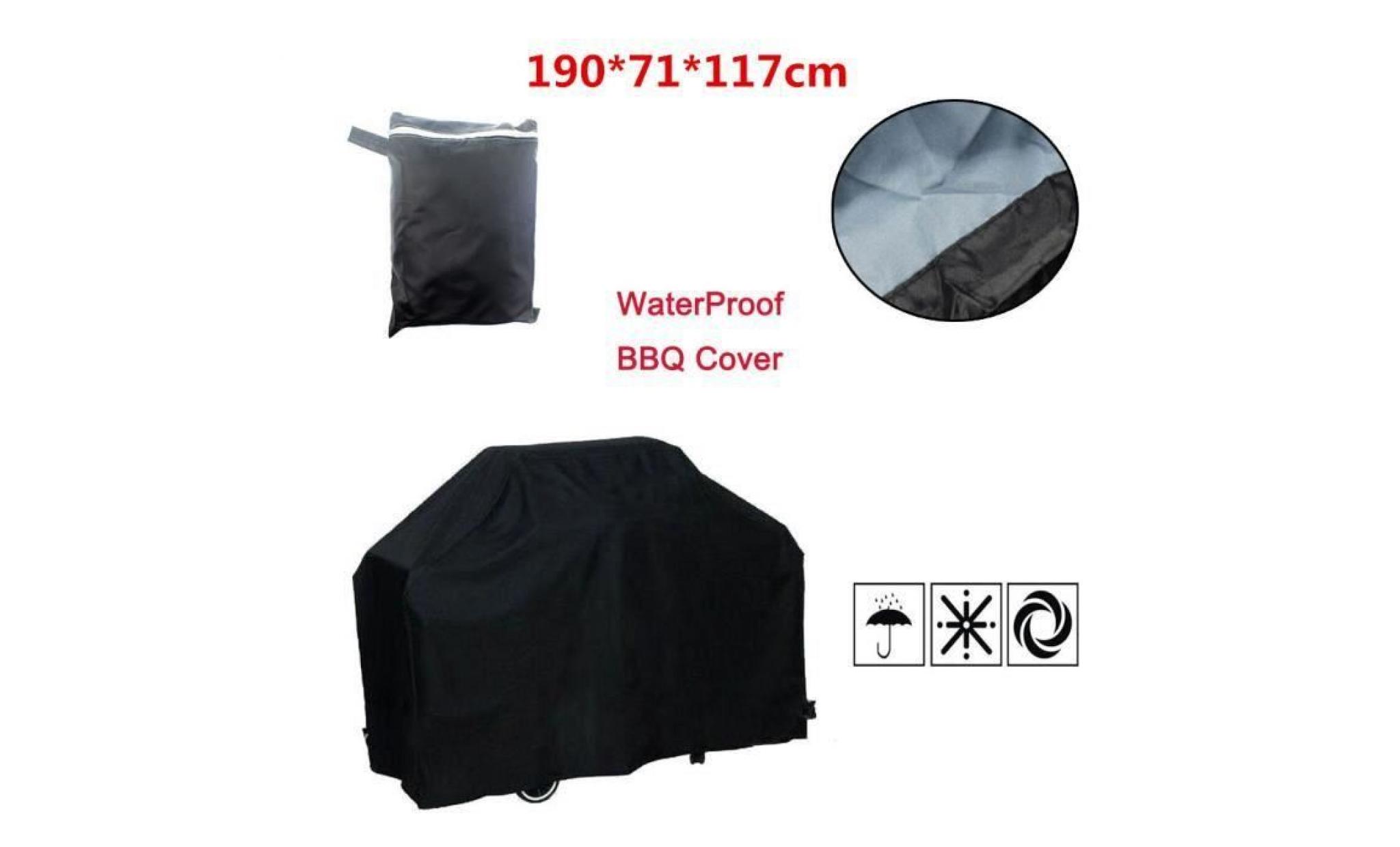 nouveau housse couverture noir imperméable contre poussière pour bbq barbecue 190*71*117cmtp0565