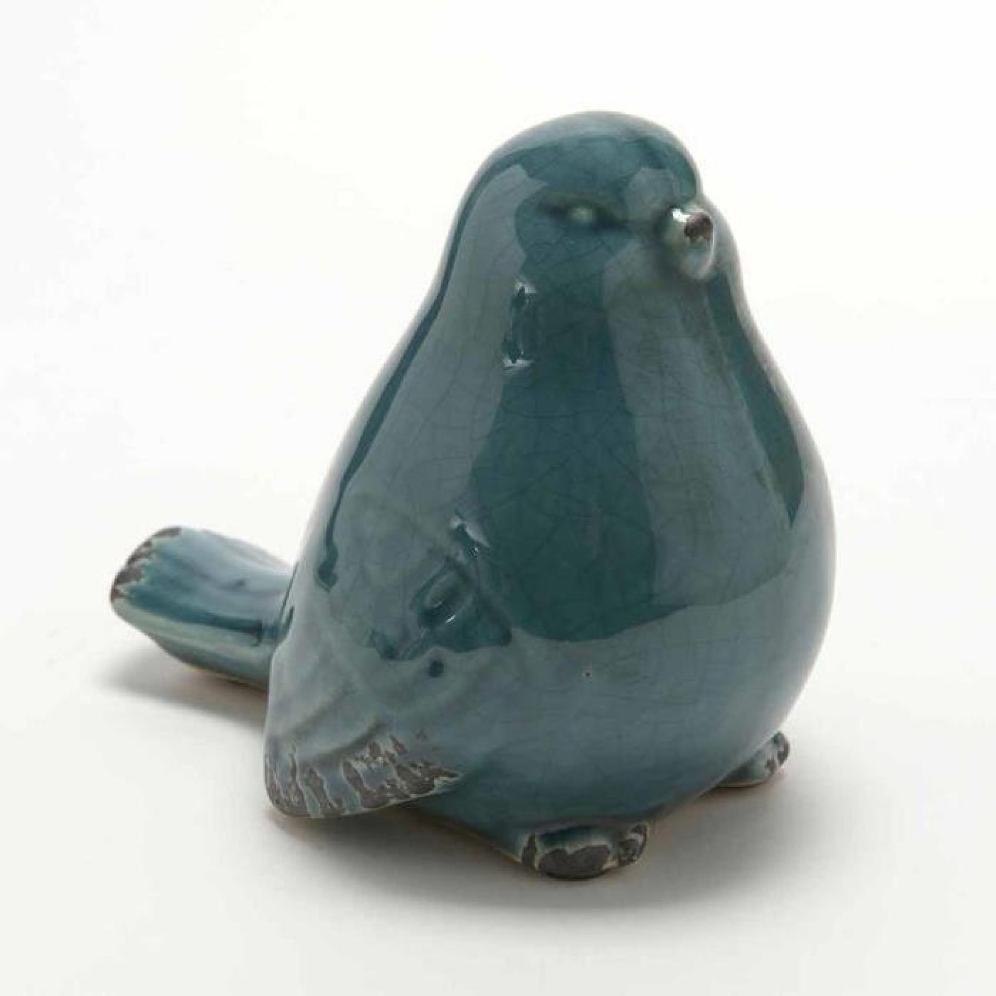Oiseau Déco Céramique 12.5 cm Bleu Foncé