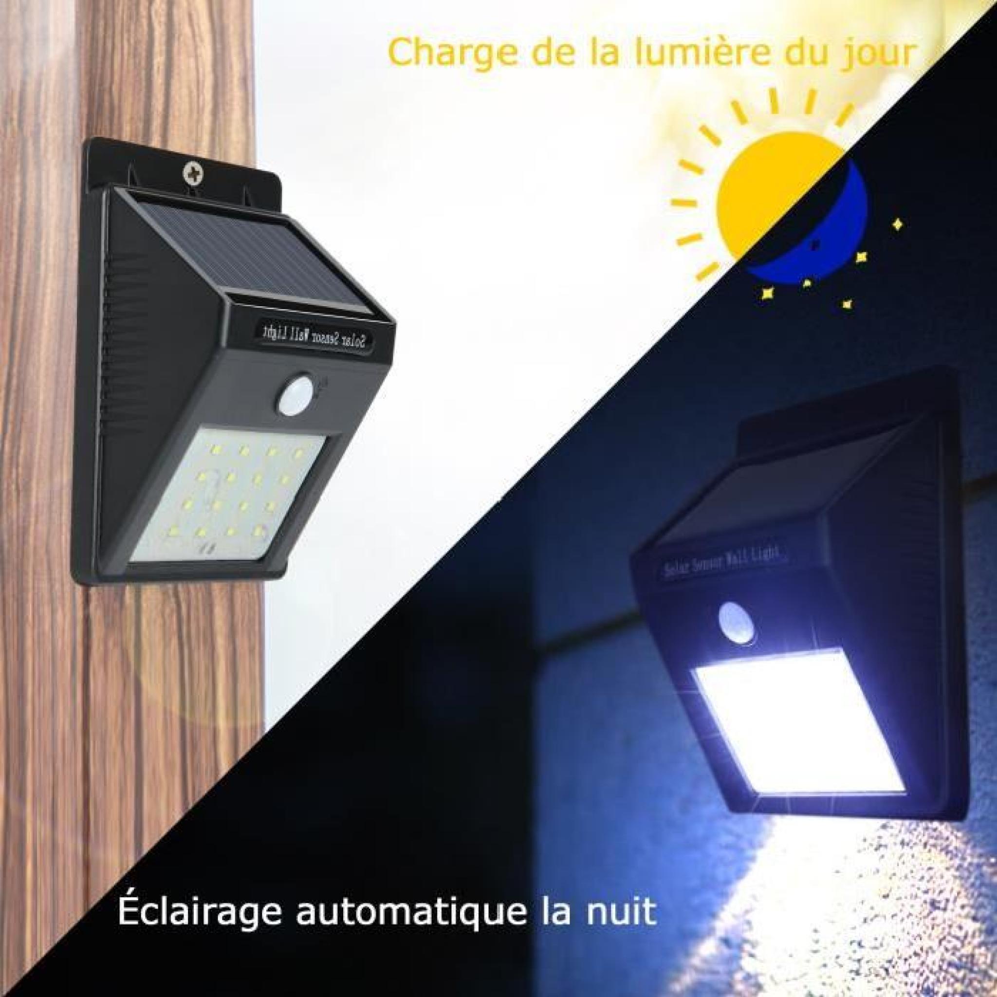 OKE 2 Pack Lampe eclairage solaire extérieure 16 LED/ Lampe murale /Lanterne de Jardin, Sans Fil avec capteur détecteur de mouvement pas cher