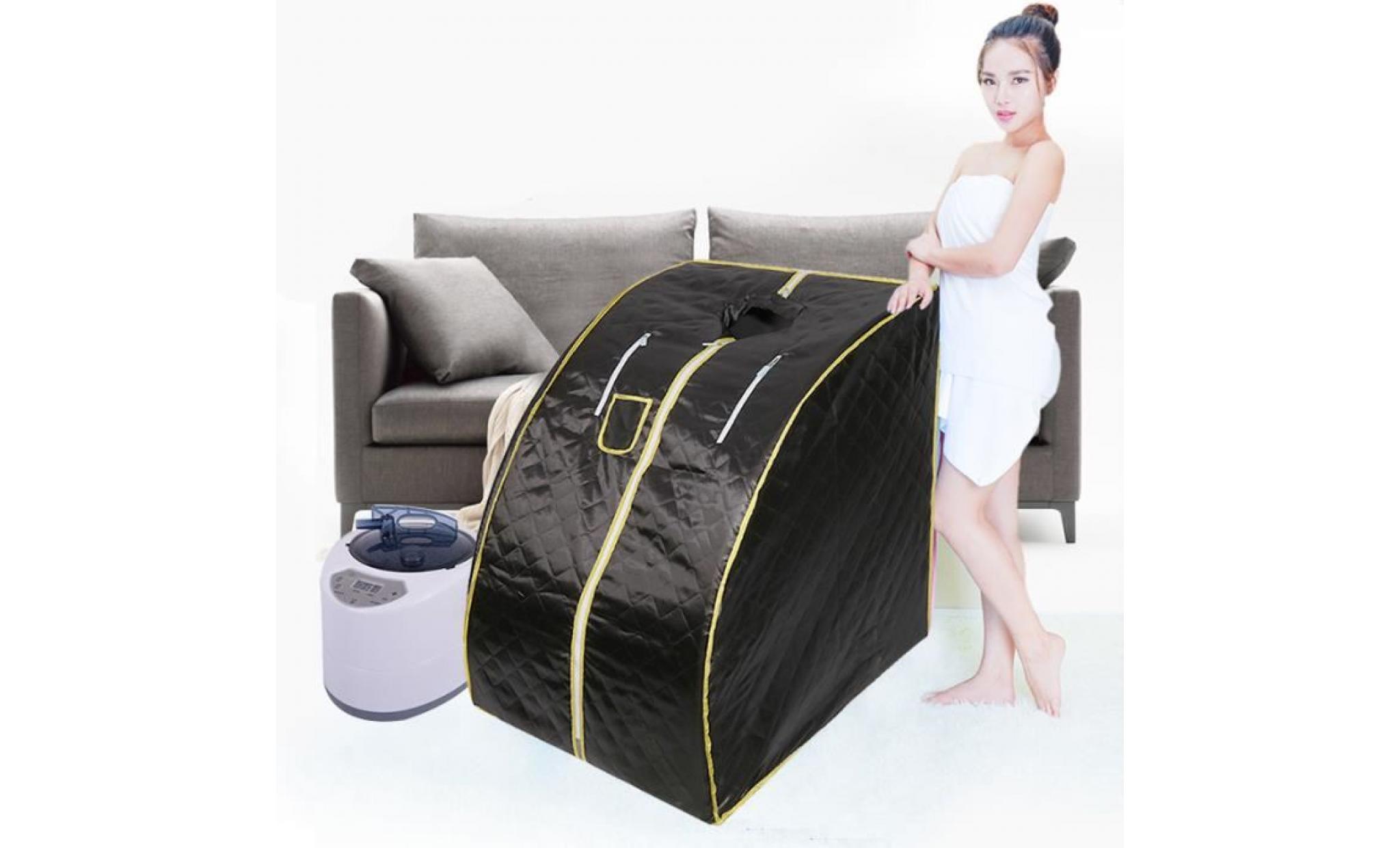 oobest® 75*24*32cm noir sauna portable spa + télécommande intérieur pliable complet sauna à vapeur