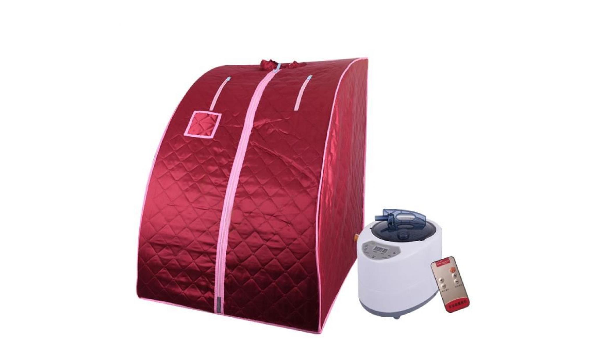 oobest® 75*24*32cm rouge sauna portable spa intérieur + télécommande pliable complet sauna à vapeur