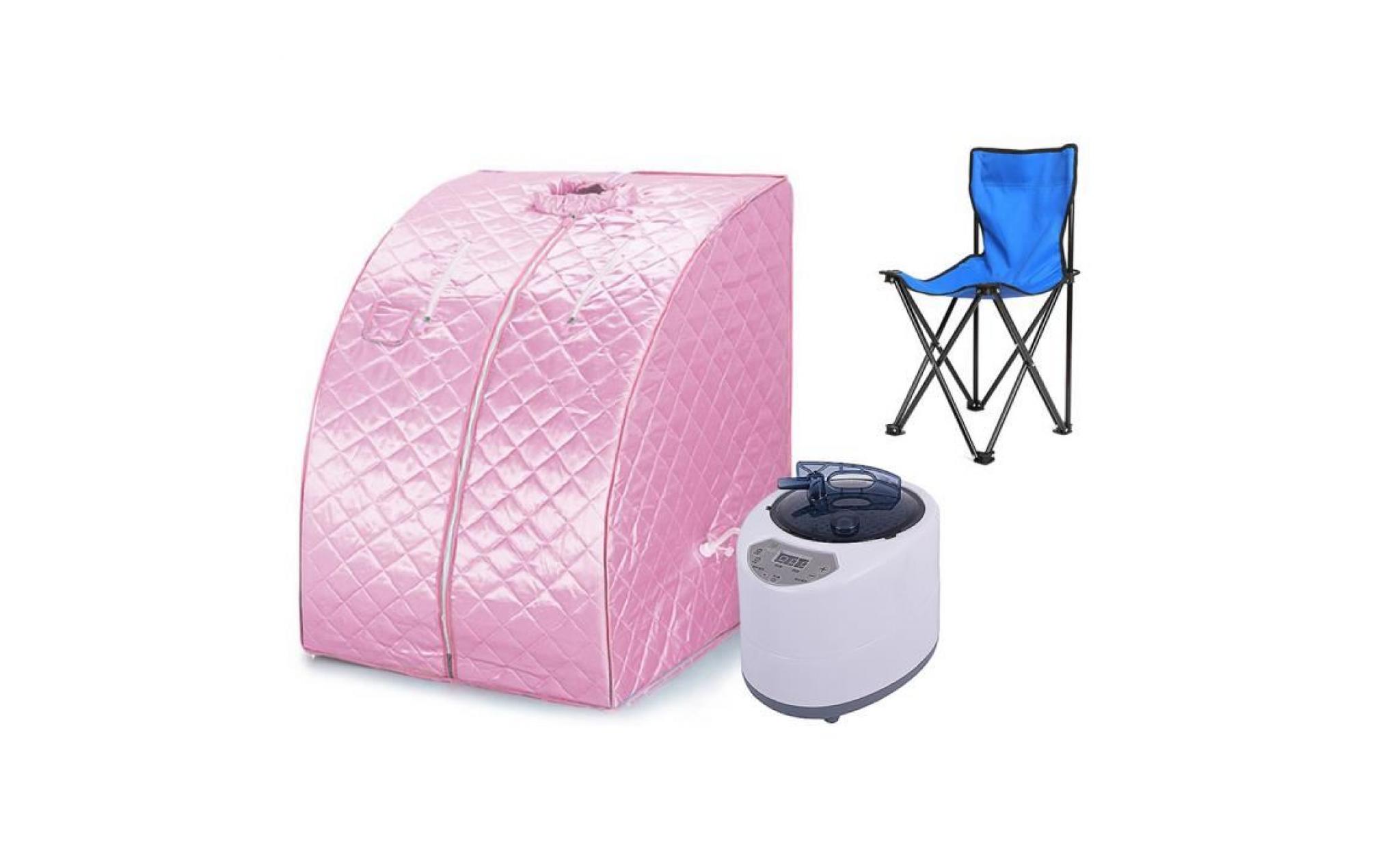 ouistore® boîte sauna fitness pliant sauna portable À vapeur spa avec chaise rose