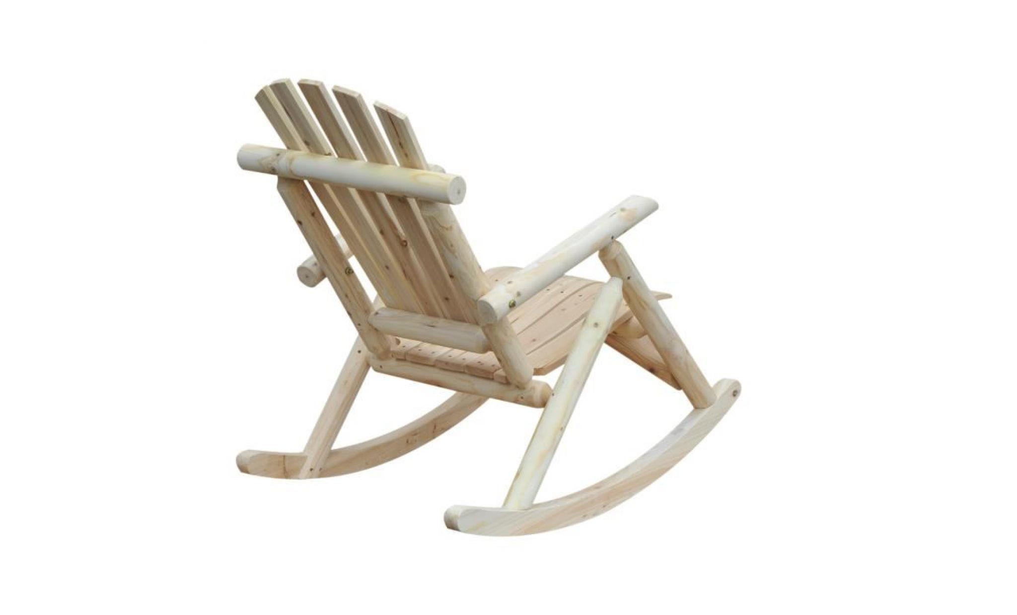 fauteuil de jardin adirondack à bascule rocking chair style néo rétro assise dossier ergonomique bois naturel de pin neuf 46