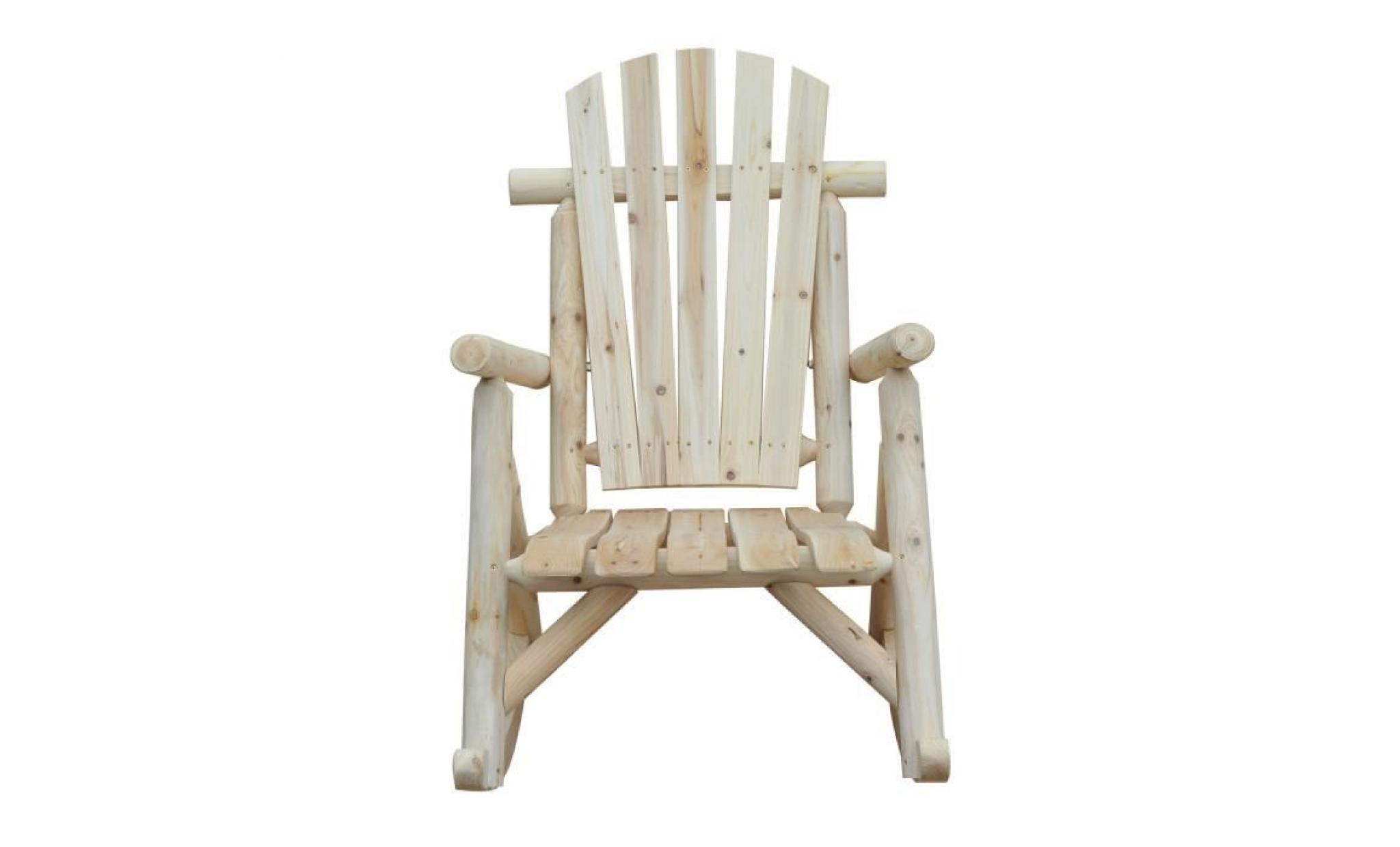 fauteuil de jardin adirondack à bascule rocking chair style néo rétro assise dossier ergonomique bois naturel de pin neuf 46 pas cher