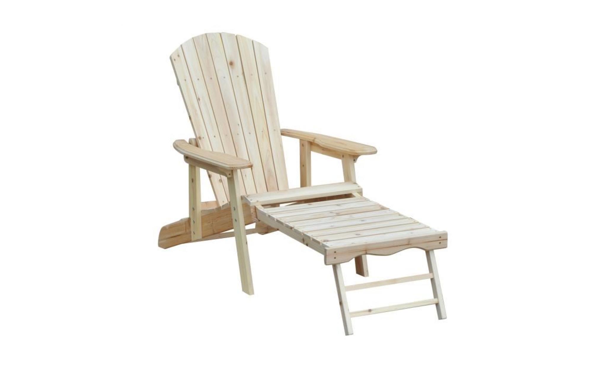 fauteuil de jardin adirondack chaise longue inclinable dossier réglable repose pieds pliable bois de pin neuf 67