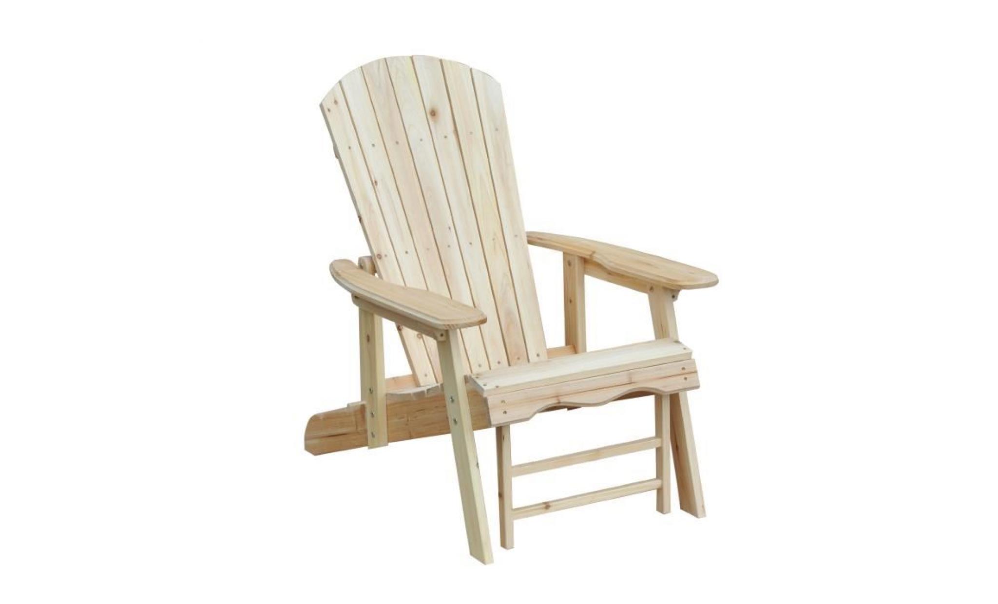 fauteuil de jardin adirondack chaise longue inclinable dossier réglable repose pieds pliable bois de pin neuf 67 pas cher