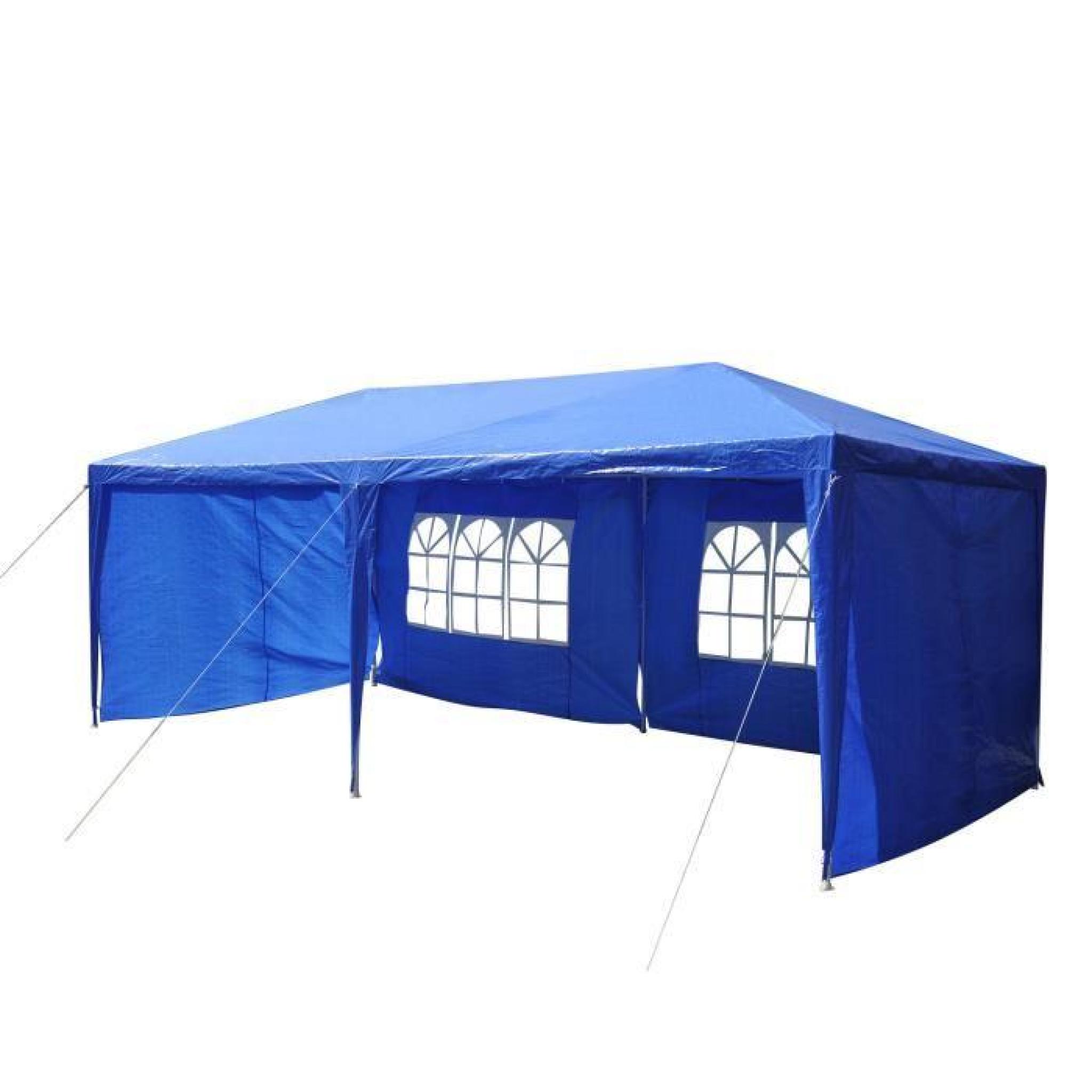 Outsunny Tonnelle Tente de Jardin Chapiteau de Réception Imperméable 6x3x2.55m Bleu pas cher