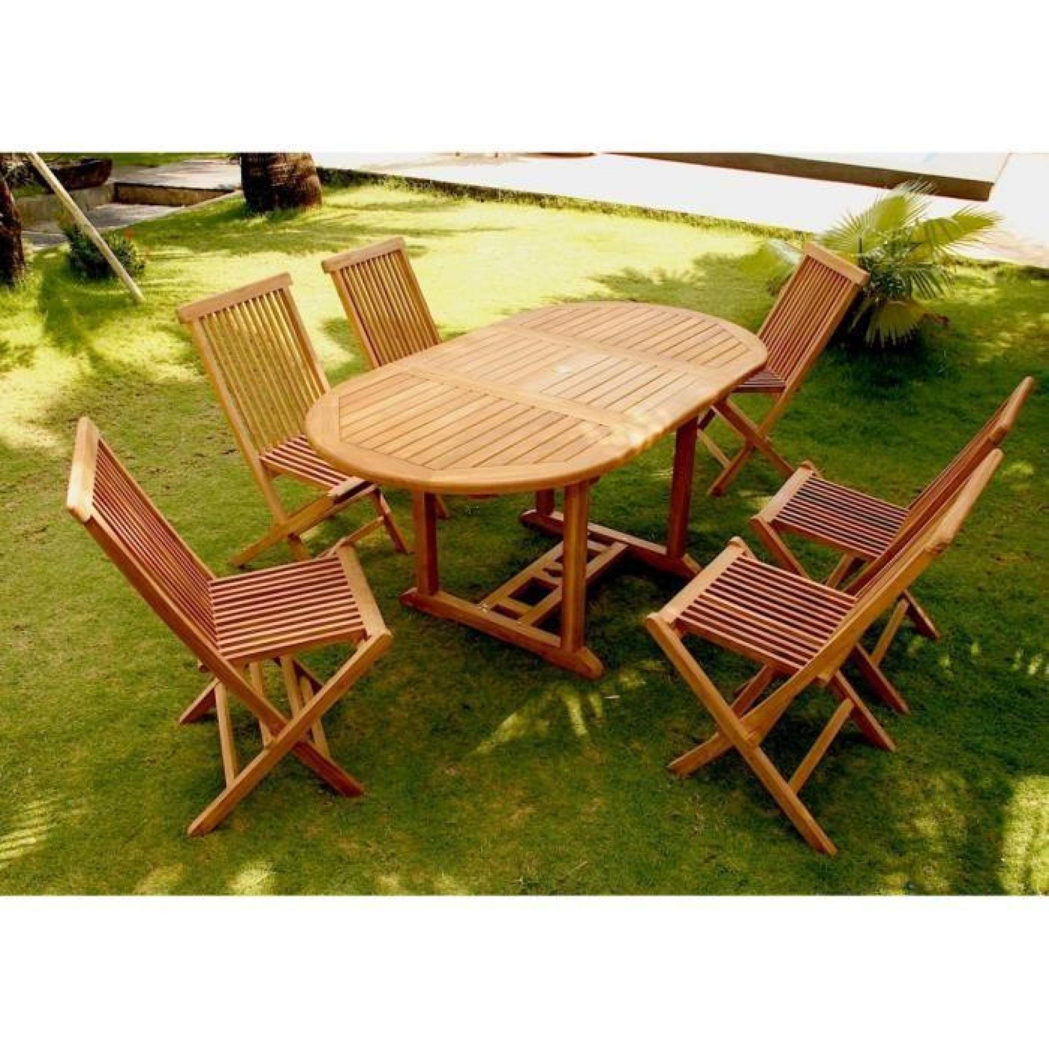 Oval Kajang 6: Salon de jardin 6/8 pers. 6 chaises + table brut