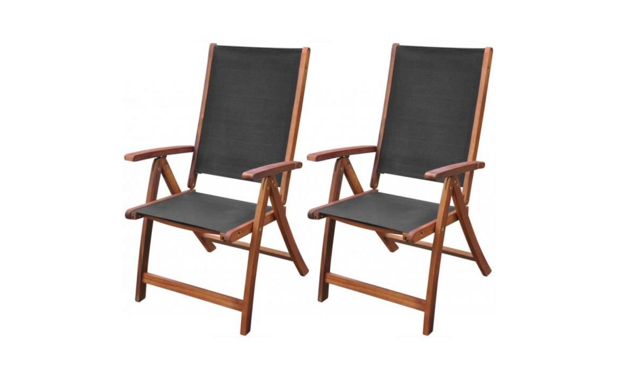 p130  chaise pliable 2 pieces en bois d'acacia noir
