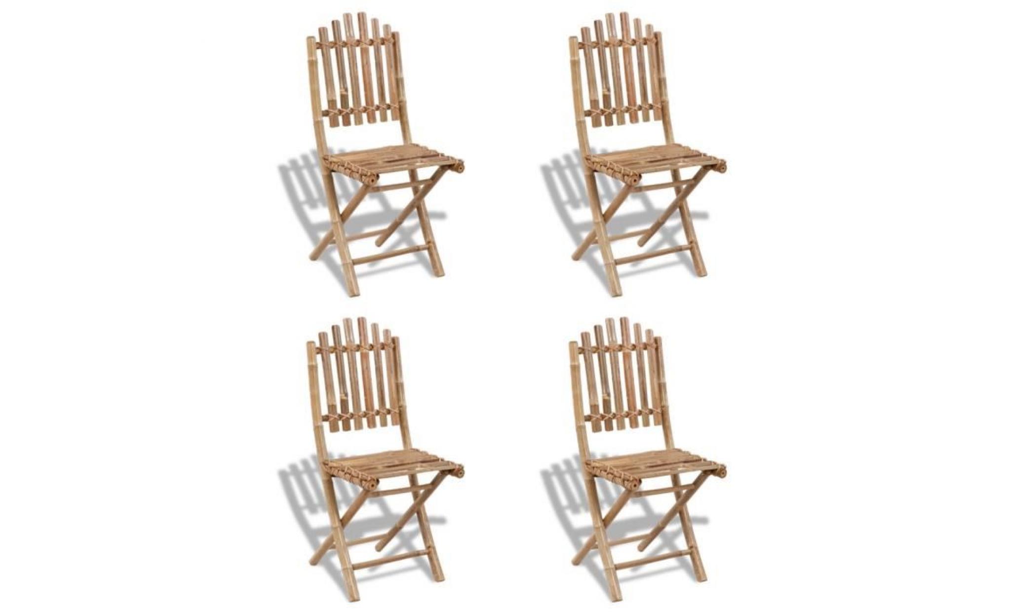 p132 4 chaises pliables en bambou