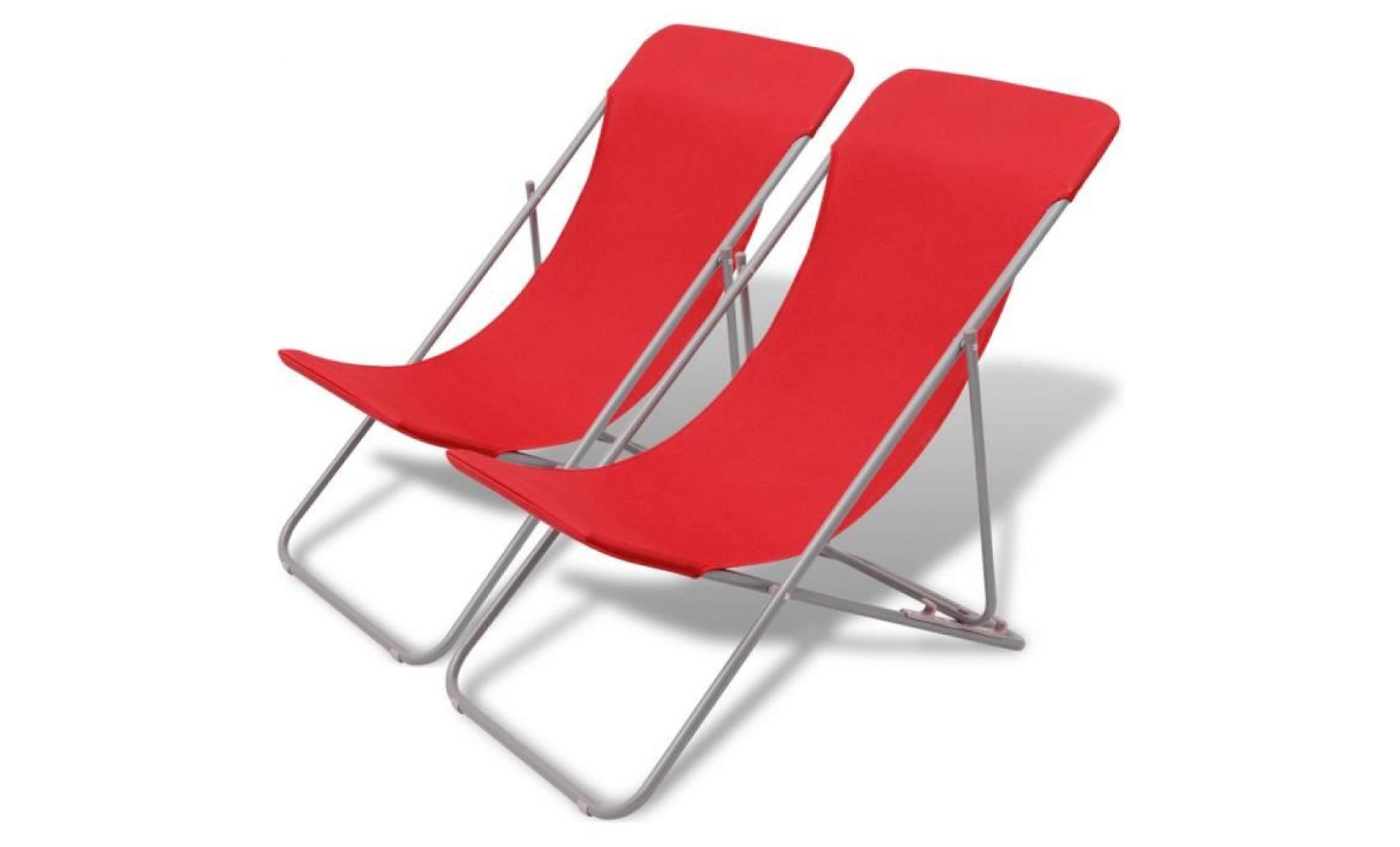 p134  chaise de plage pliable 2 pcs rouge