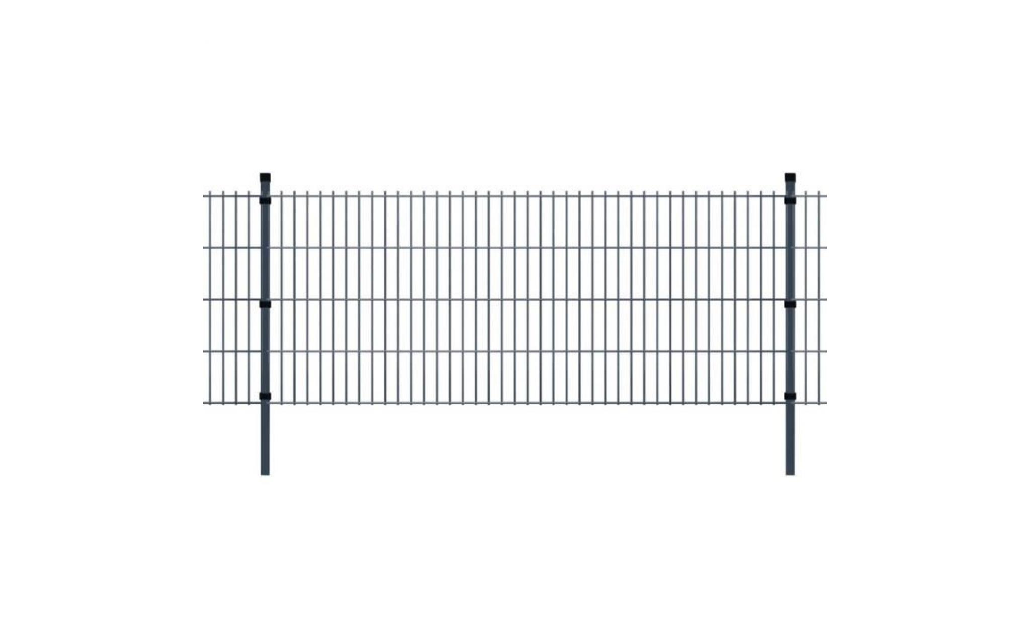 panneau de clôture 2d de jardin avec poteaux 2008x830mm 2m gris