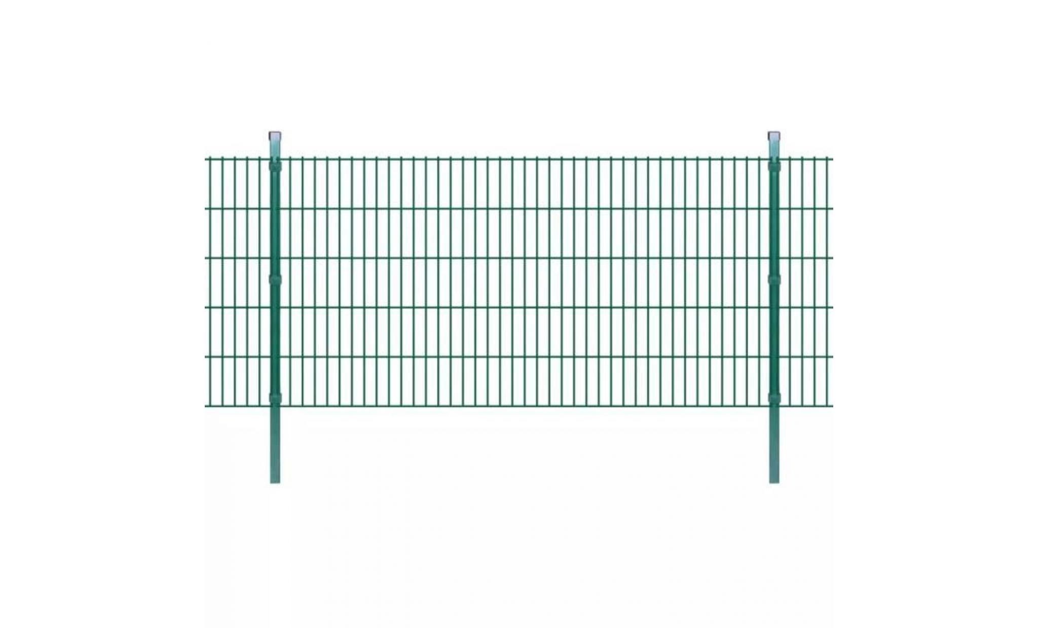 panneau de clôture 2d de jardin ＋poteaux 2008x1030mm 2m vert