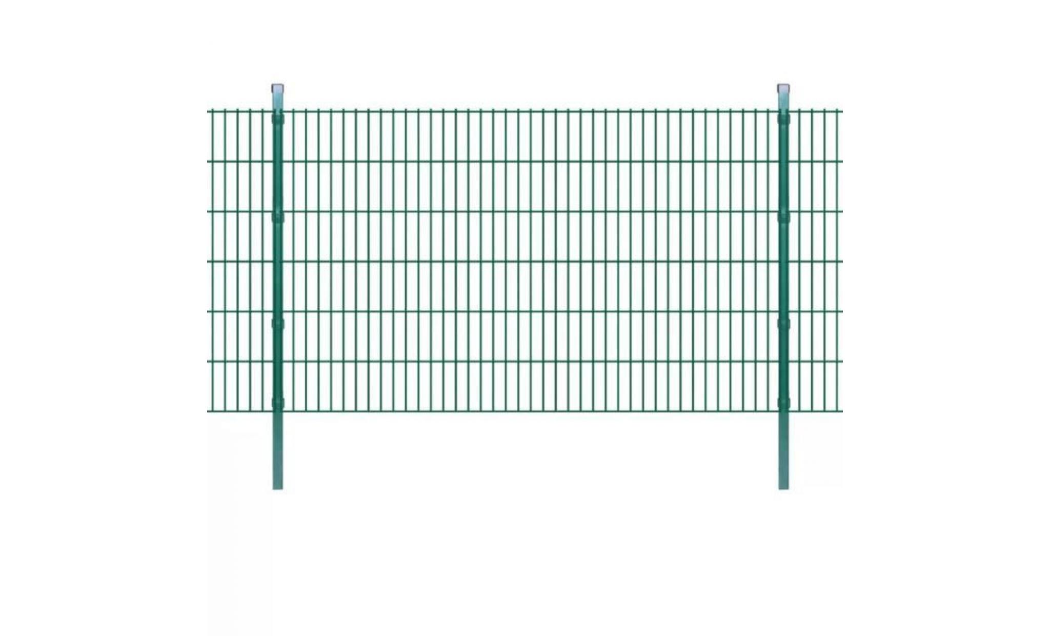 panneau de clôture 2d jardin avec poteaux 2008x1230mm 2m vert