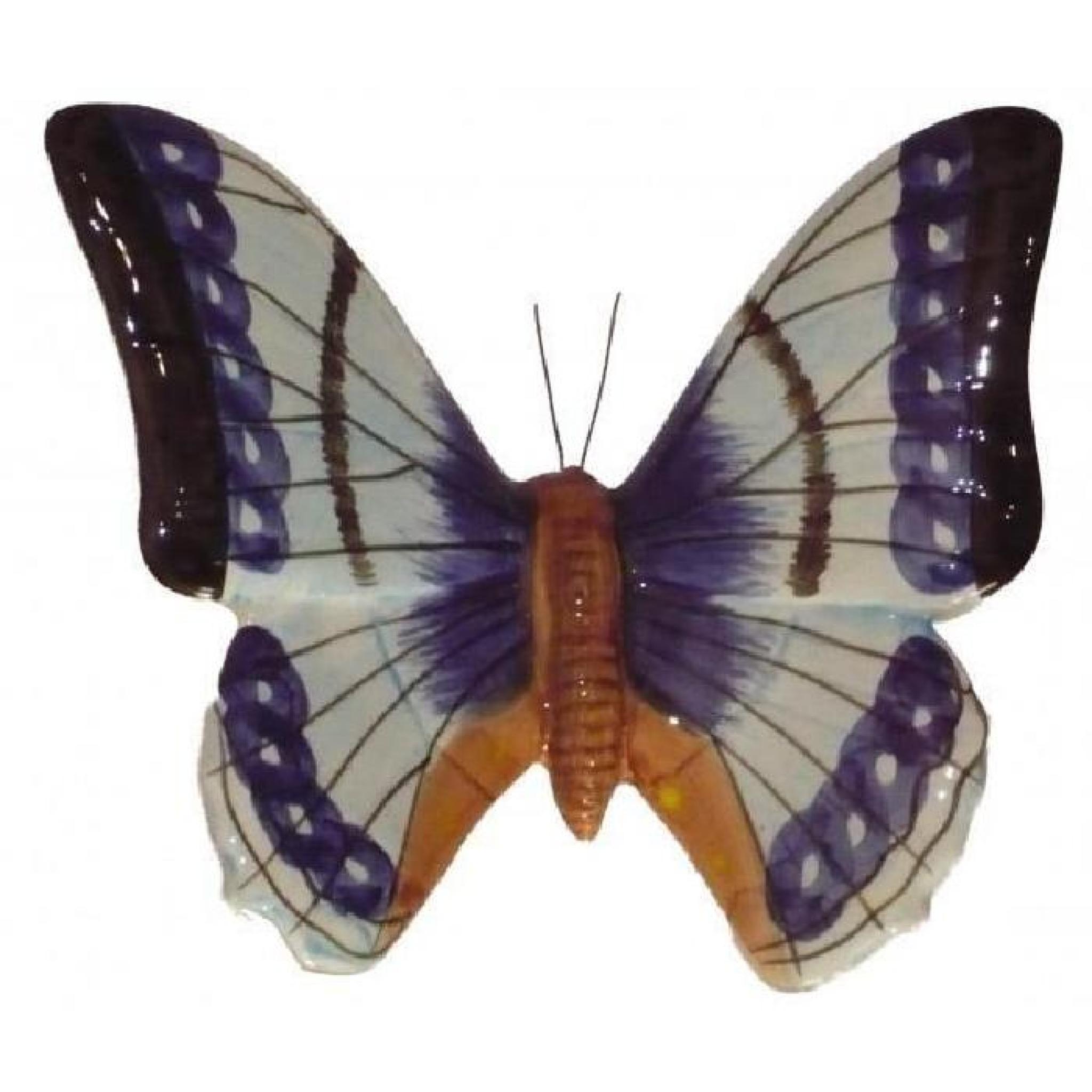 Papillon céramique 17 cm noir, bleu, marron pas cher
