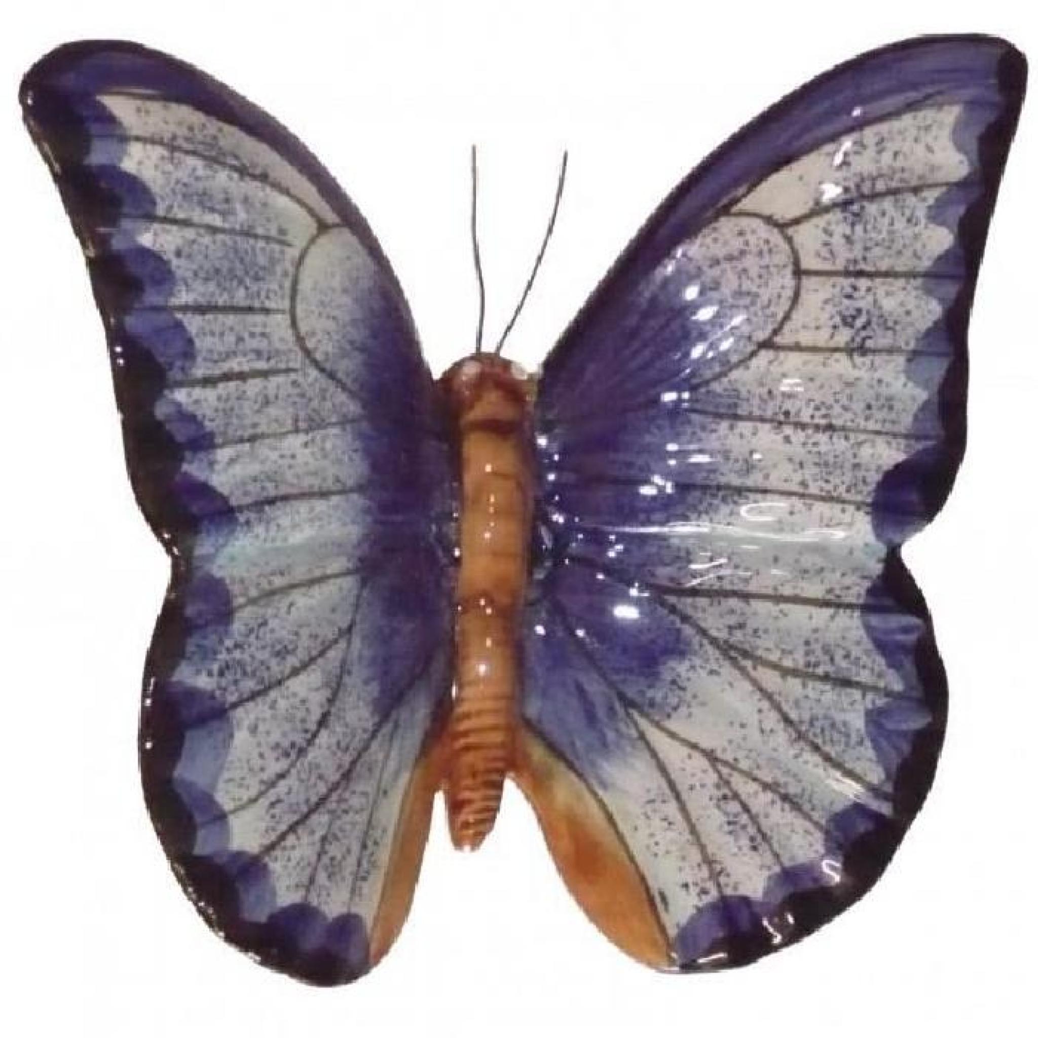 Papillon céramique 23 cm bleu, décoration de ja…