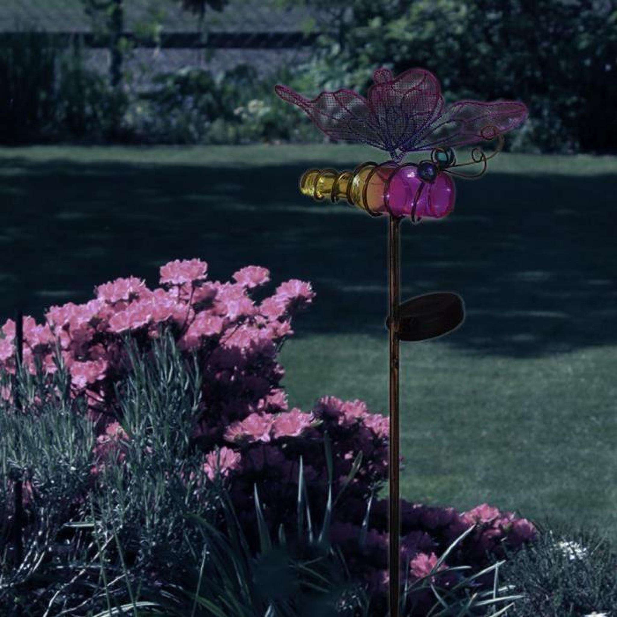 Papillon solaire Rouge, décoration de jardin pas cher