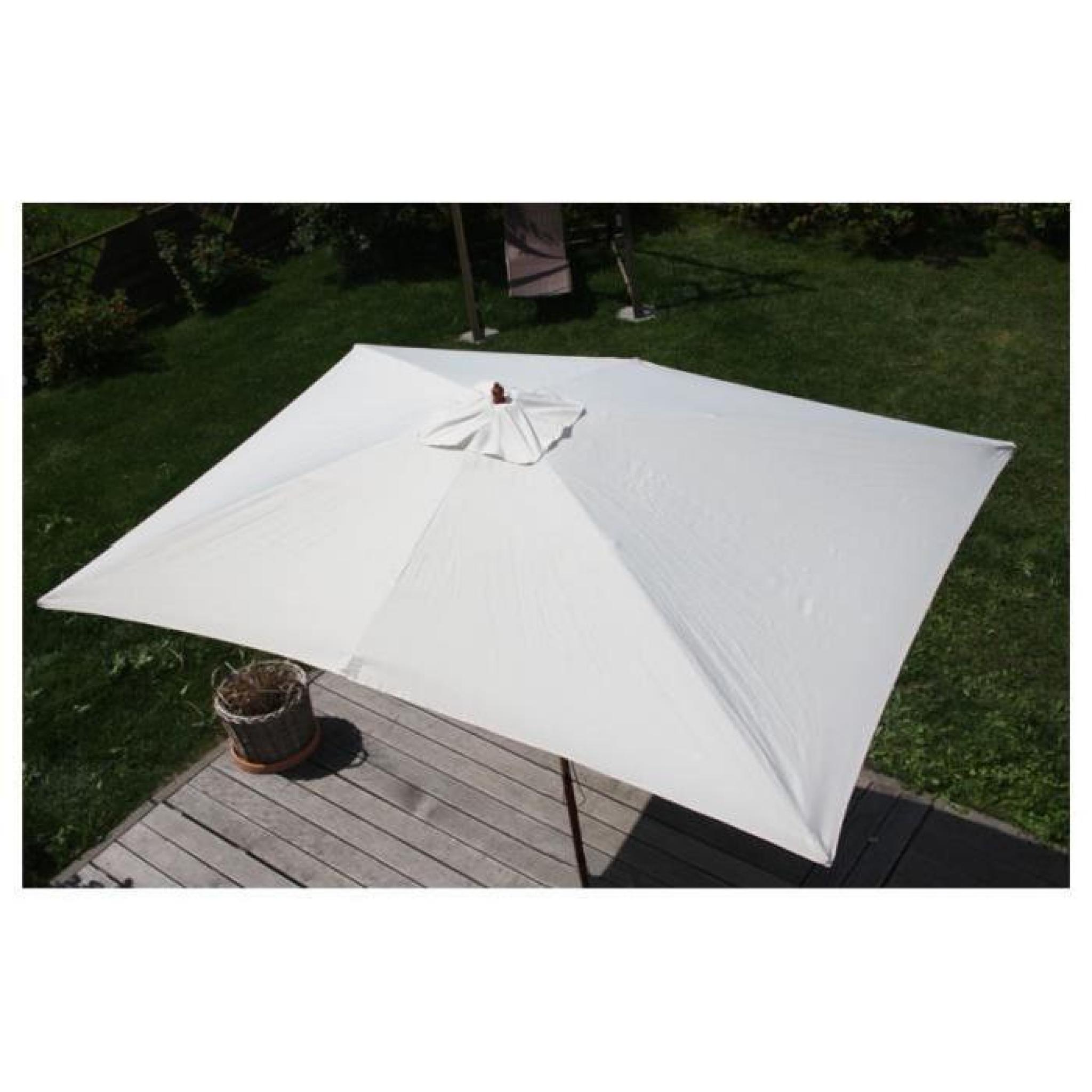 parapluie bois Parasol , 2x3m rectangulaire ~ crème