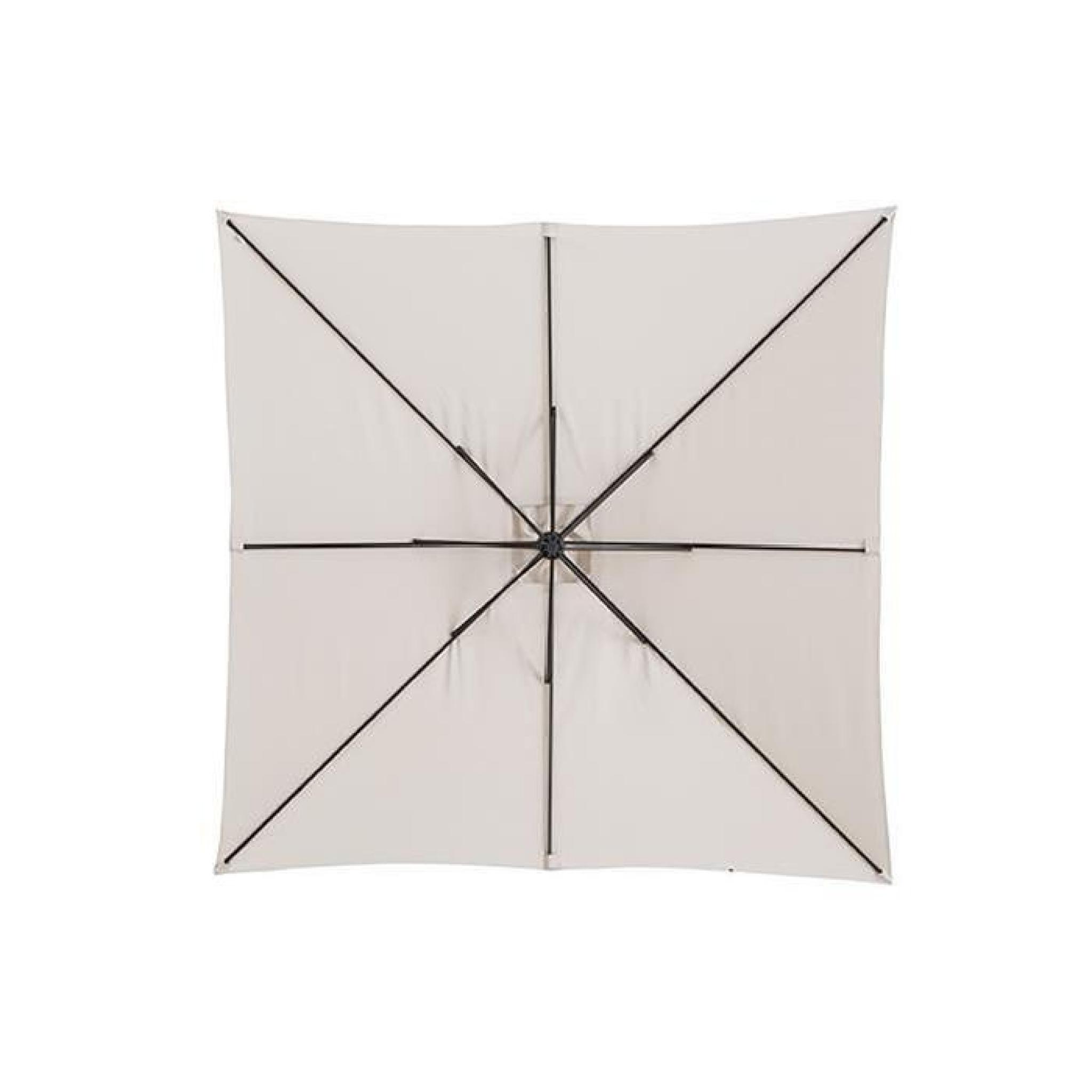 Parasol carré déporté Sable en Aluminium, acier et polyester, pied non compris, 2,5 x 2,5 x 2,4 m pas cher