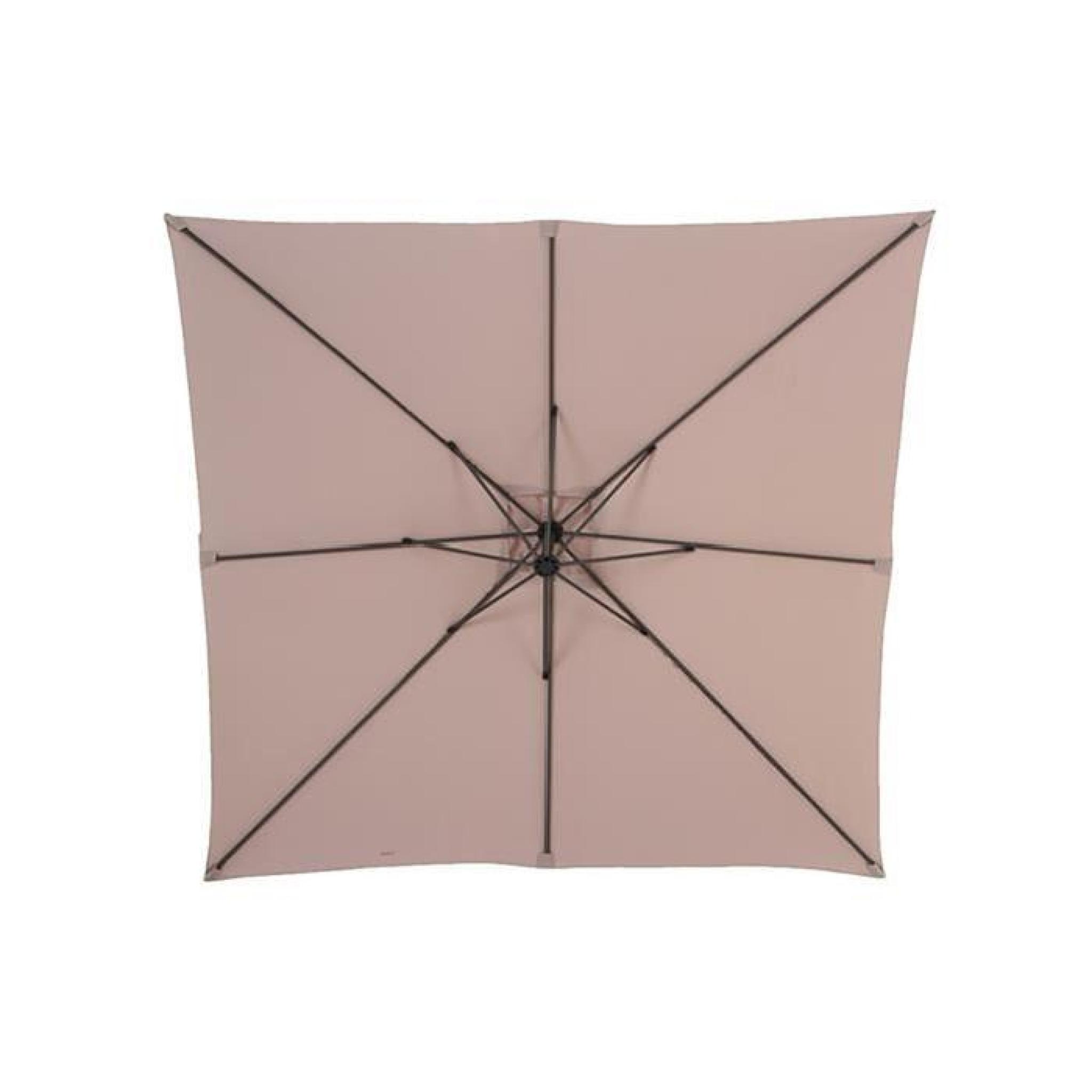 Parasol carré déporté Taupe en Aluminium, acier et polyester, pied non compris, 2,5 x 2,5 x 2,4 m pas cher