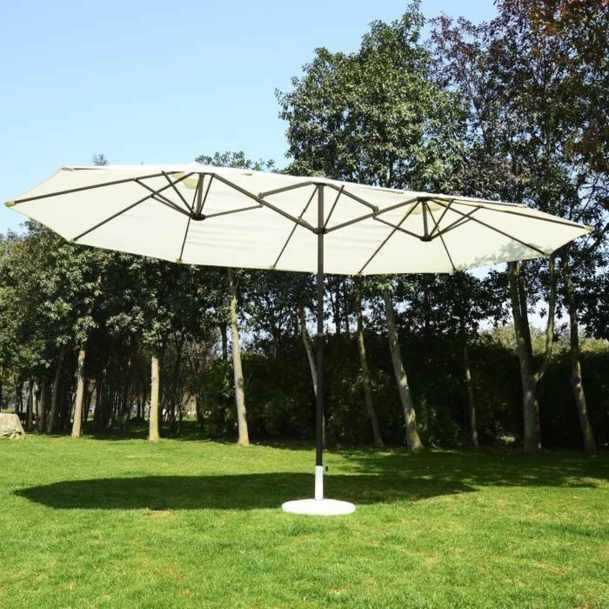 Parasol déporté en acier toit tissu Dacron imperméable 180g/㎡ 4.6l x 2.4H m esthétique et robuste beige neuf 27 