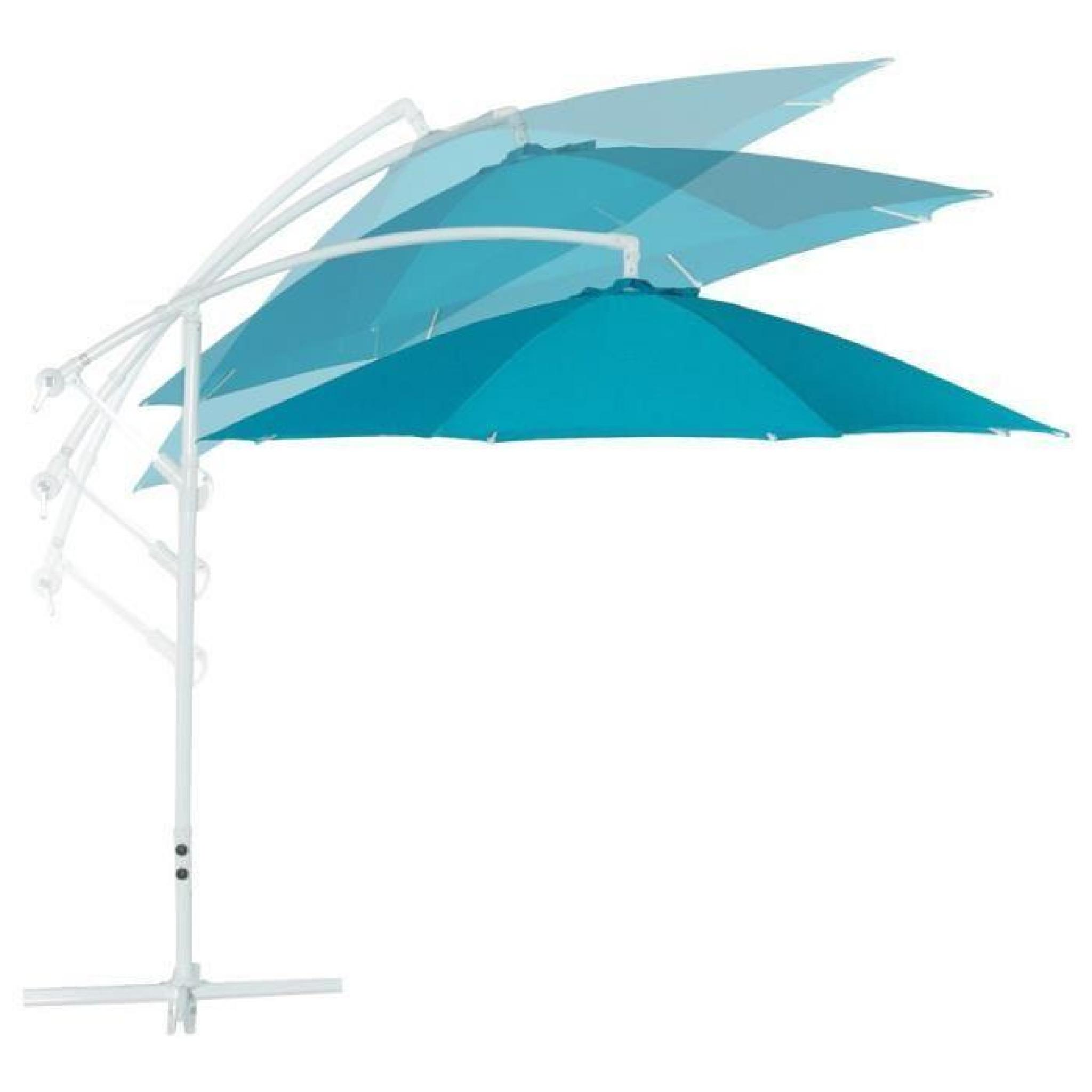 Parasol déporté 'TOPAZ' bleu en toile polyester et structure en aluminium pas cher