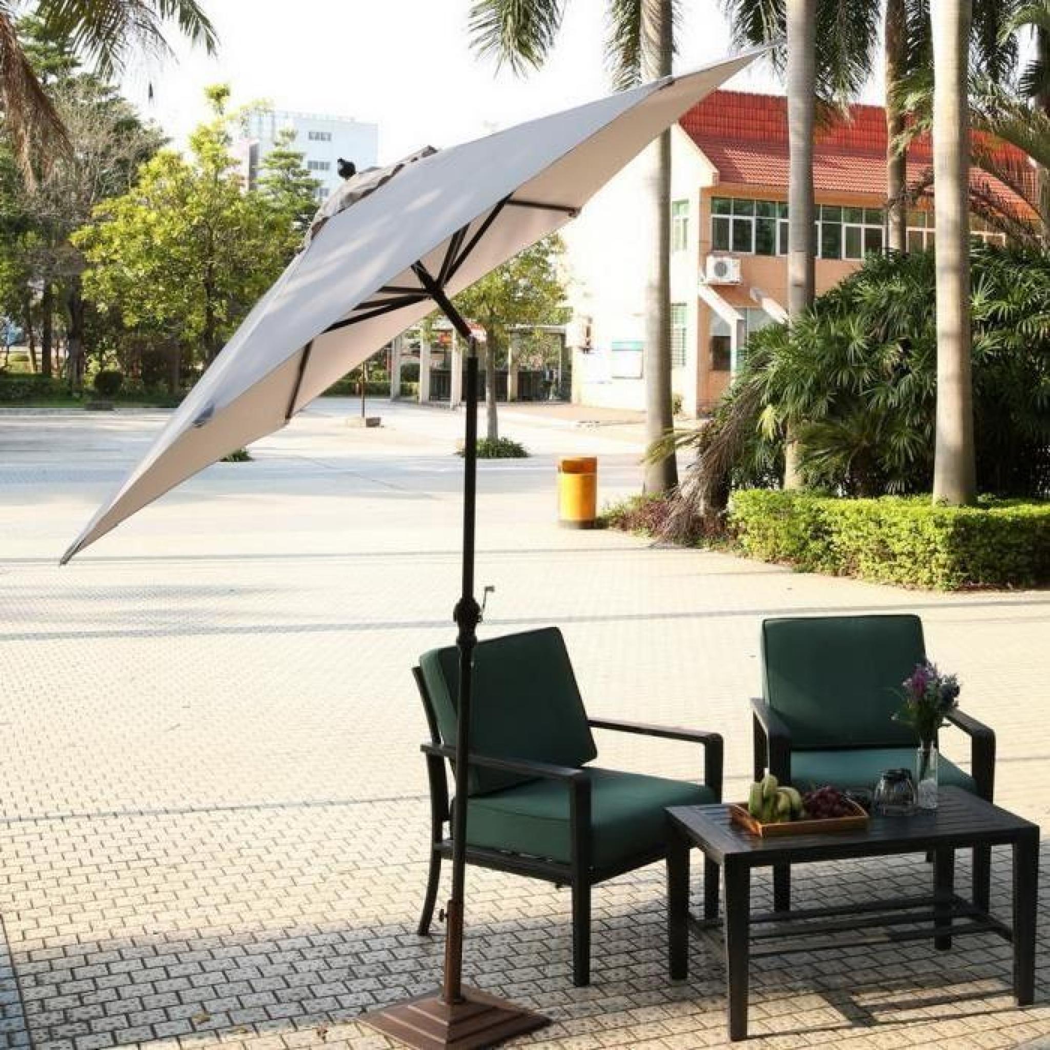 parasol parapluie GRIS manuel réglable Patio extérieur 2,75 m 9ft Portable inclinable Tilt