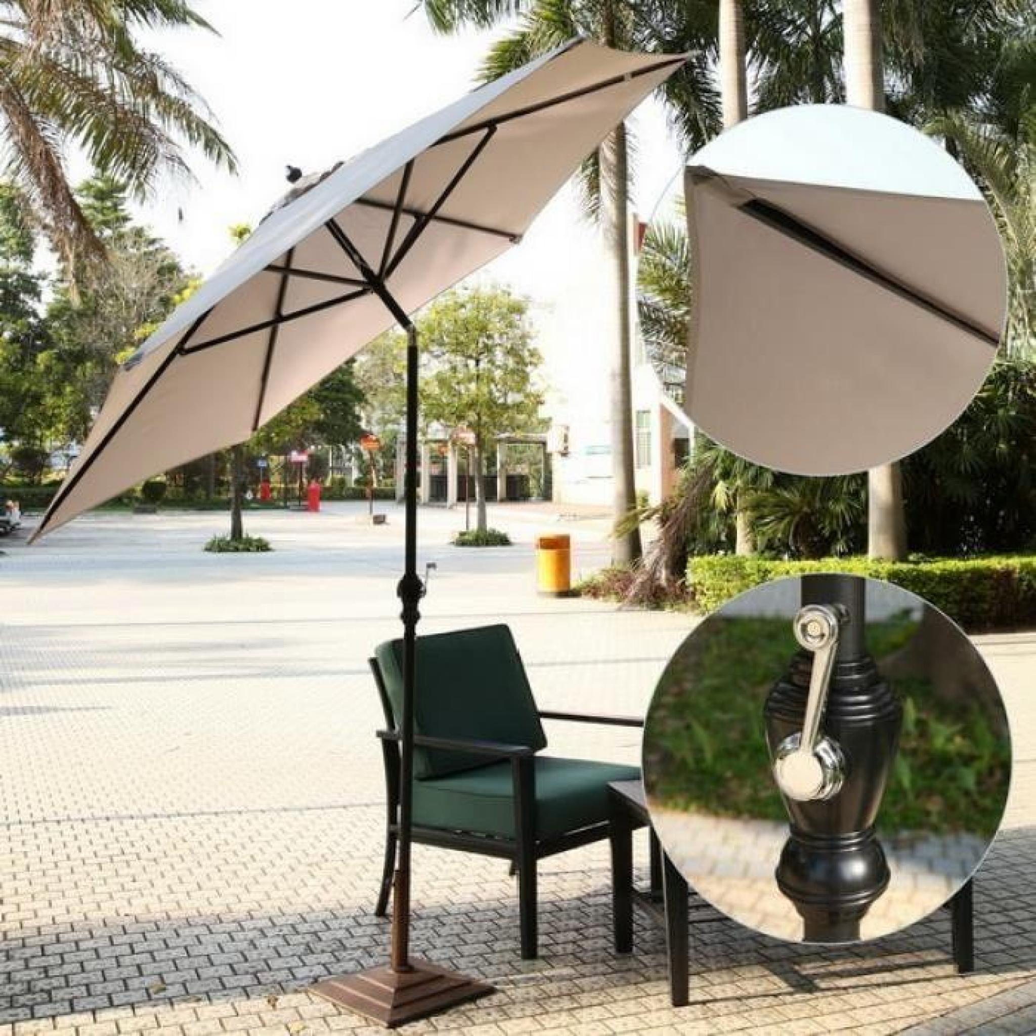 parasol parapluie GRIS manuel réglable Patio extérieur 2,75 m 9ft Portable inclinable Tilt pas cher