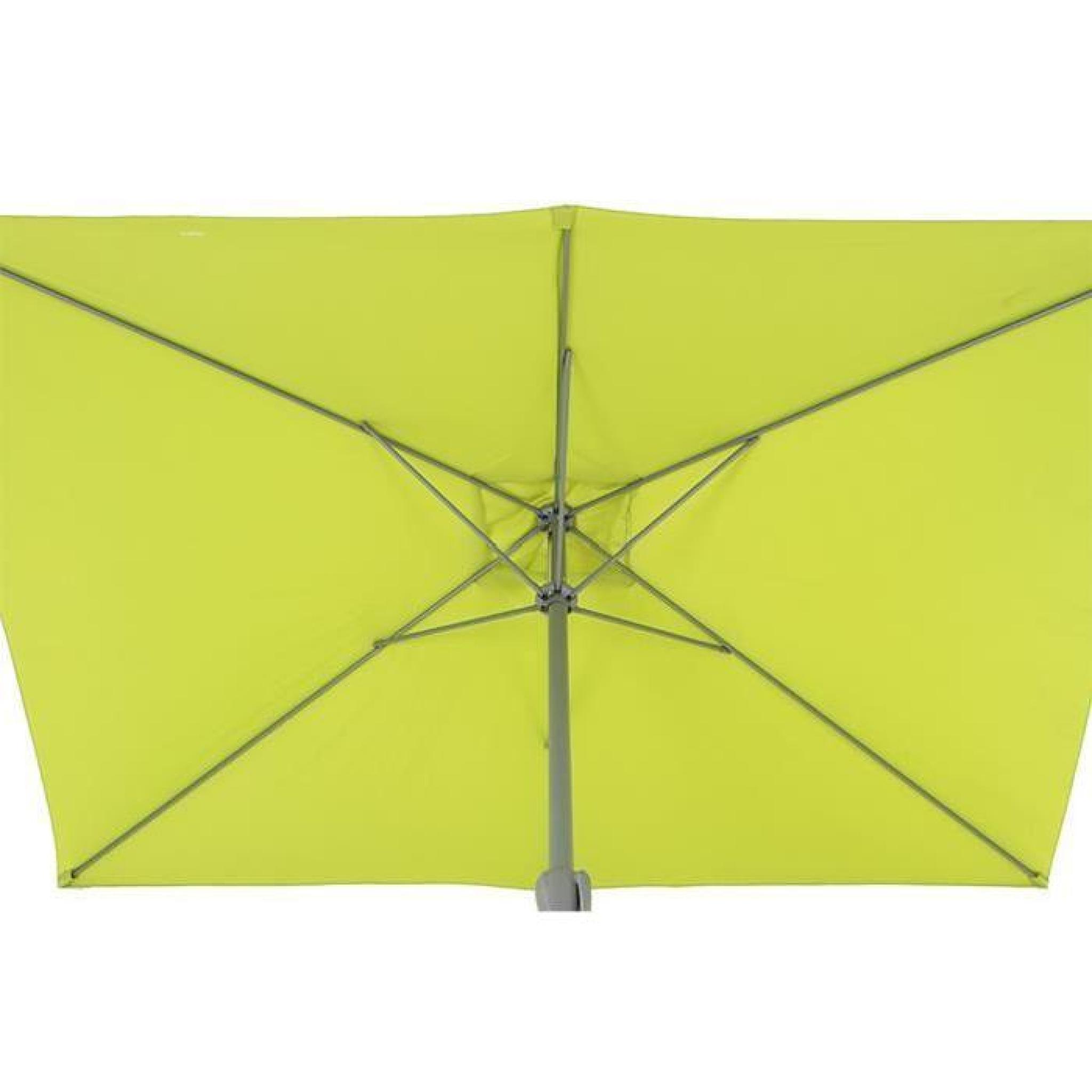 Parasol rectangle Pistache en aluminium, acier et polyester, pied non compris, 2 x 3 x 2,5 m pas cher