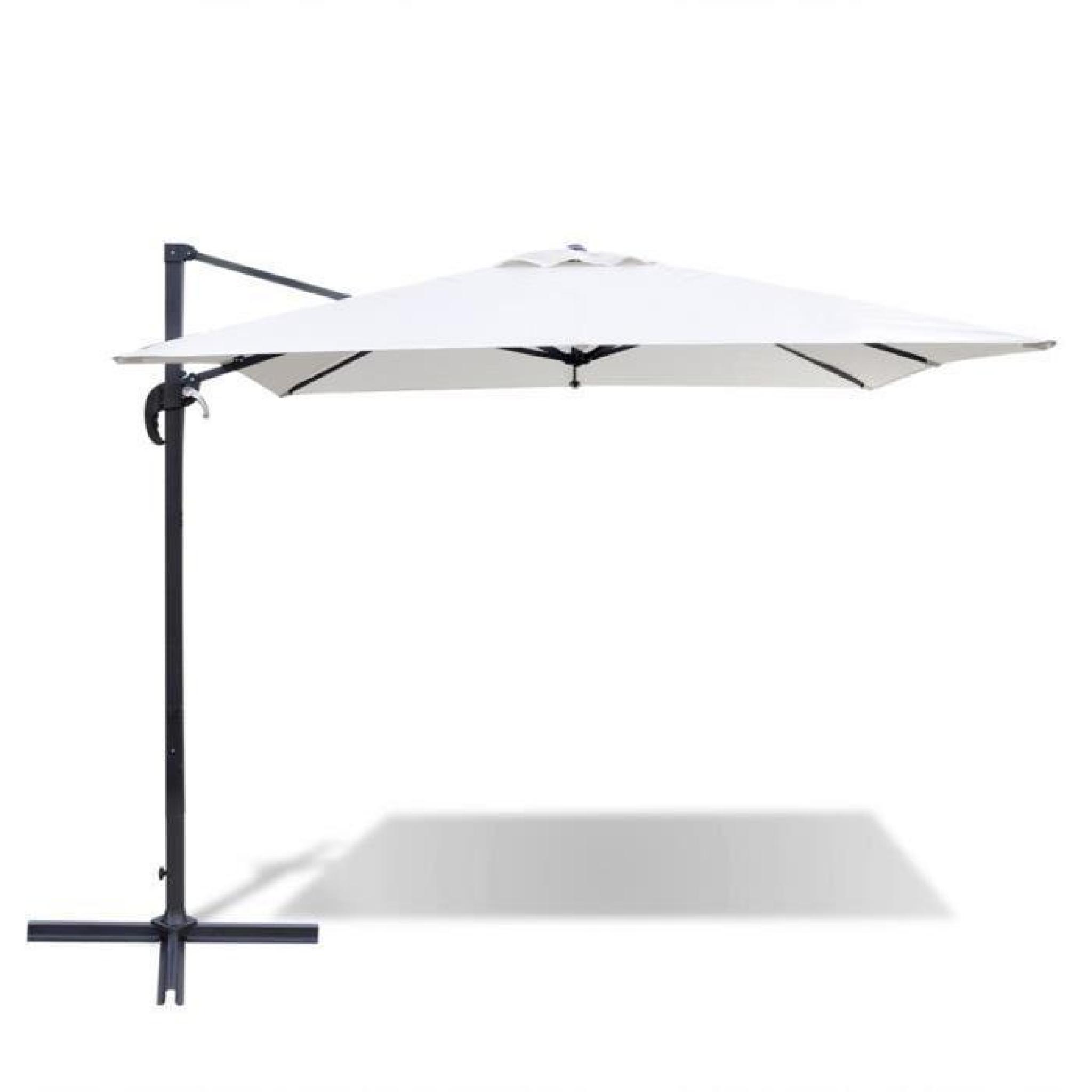 Parasols et voiles d'ombrage Parasol deporte blanc sable en aluminium avec base portable 2,5 x 2,5m
