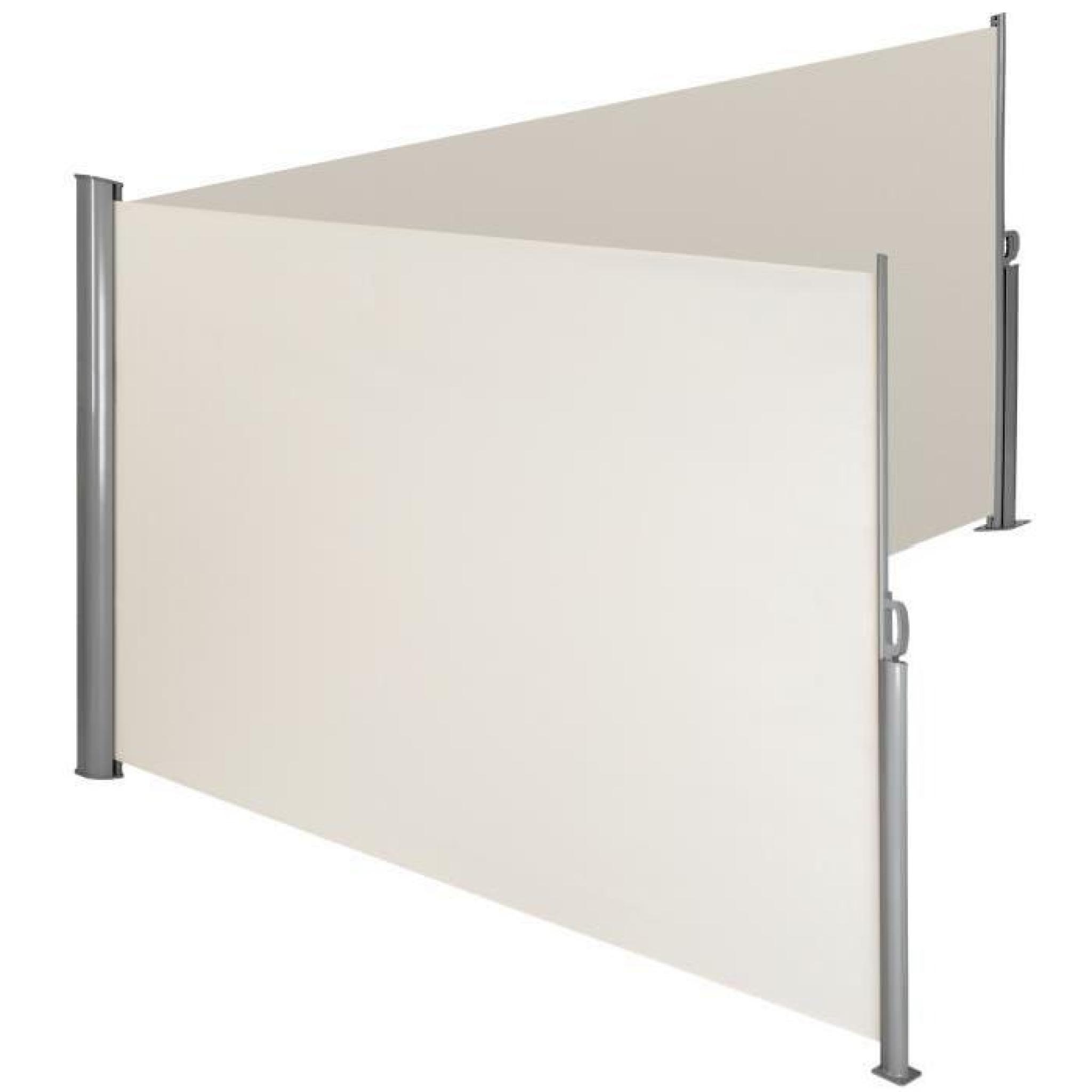 TecTake Store latéral double brise-vue abri soleil aluminium rétractable 180x600cm beige 