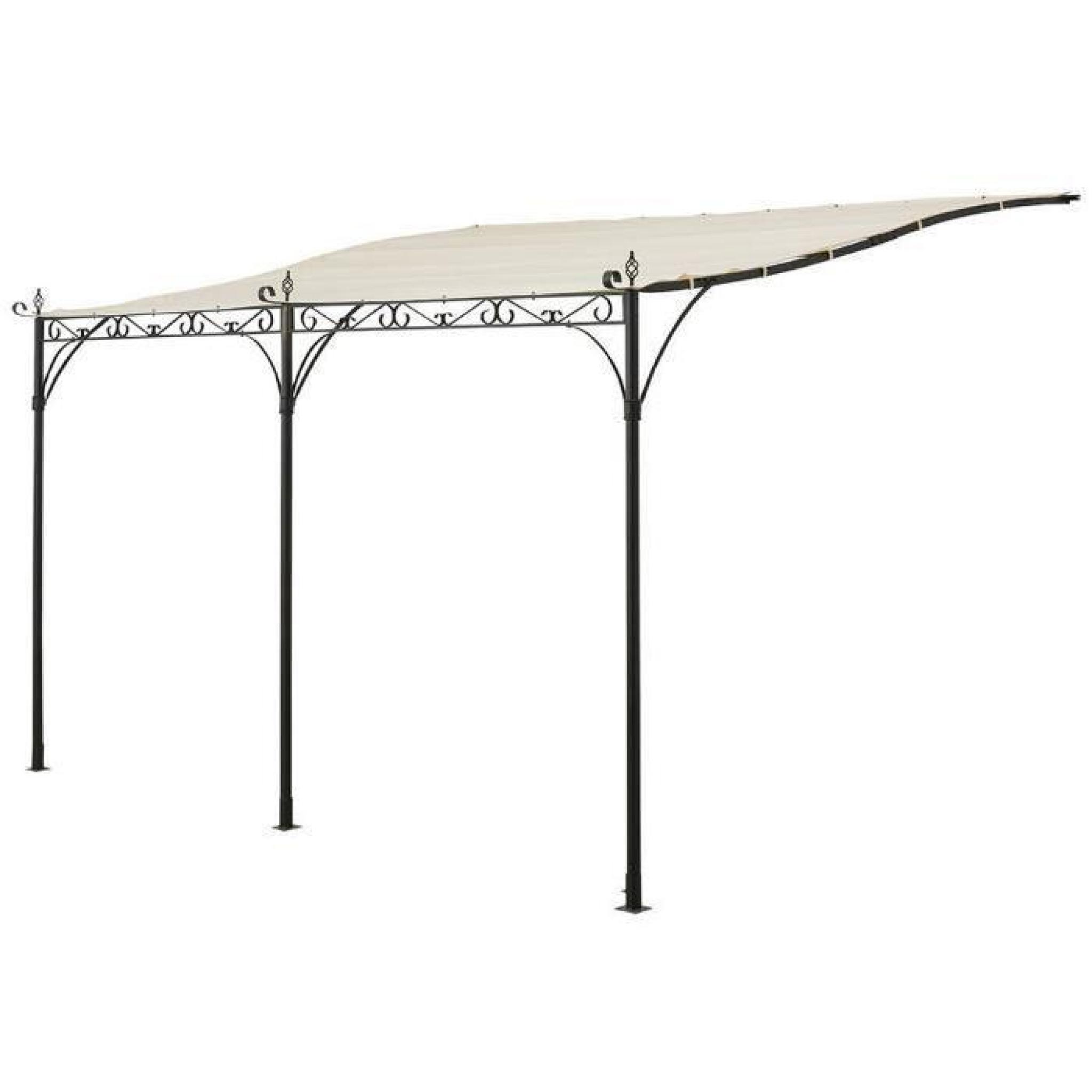 Pergola de jardin en acier époxy et toit en polyester ardoise - Dim : 3 x 4 m 