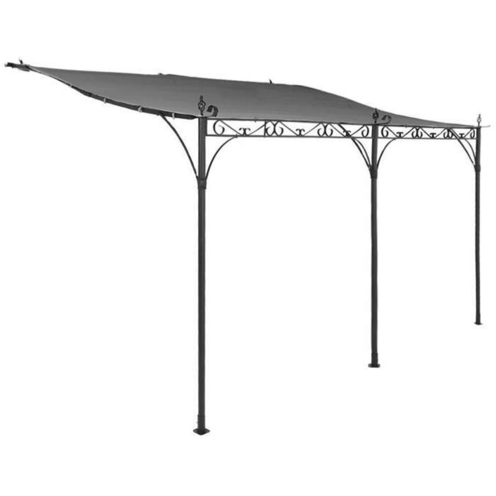 Pergola de jardin en acier époxy et toit en polyester ardoise - Dim : 3 x 4 m  pas cher