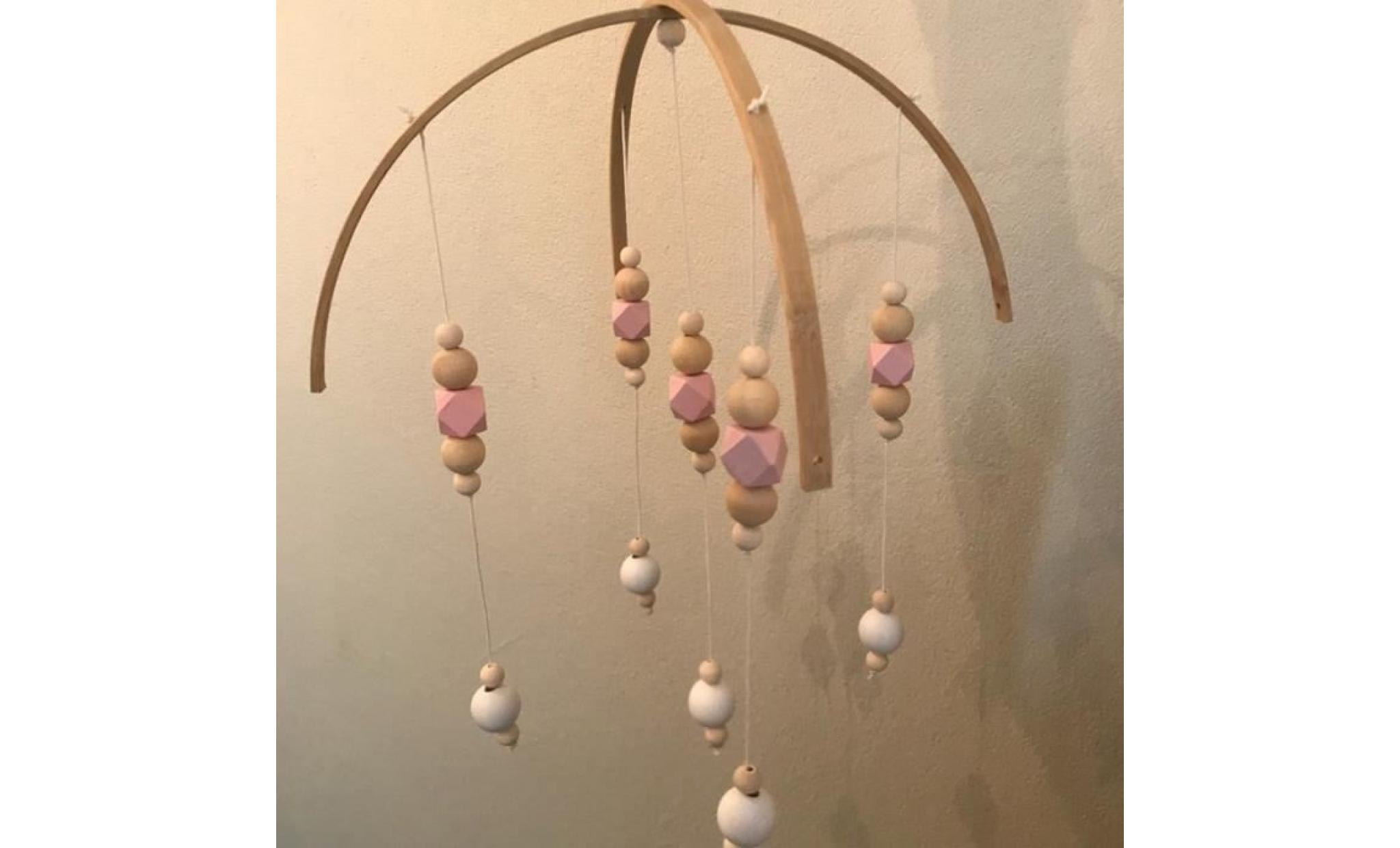 perles en bois carillons eoliens style nordique cloche de vent pour lit suspendu decor des enfants tente decor props de pas cher