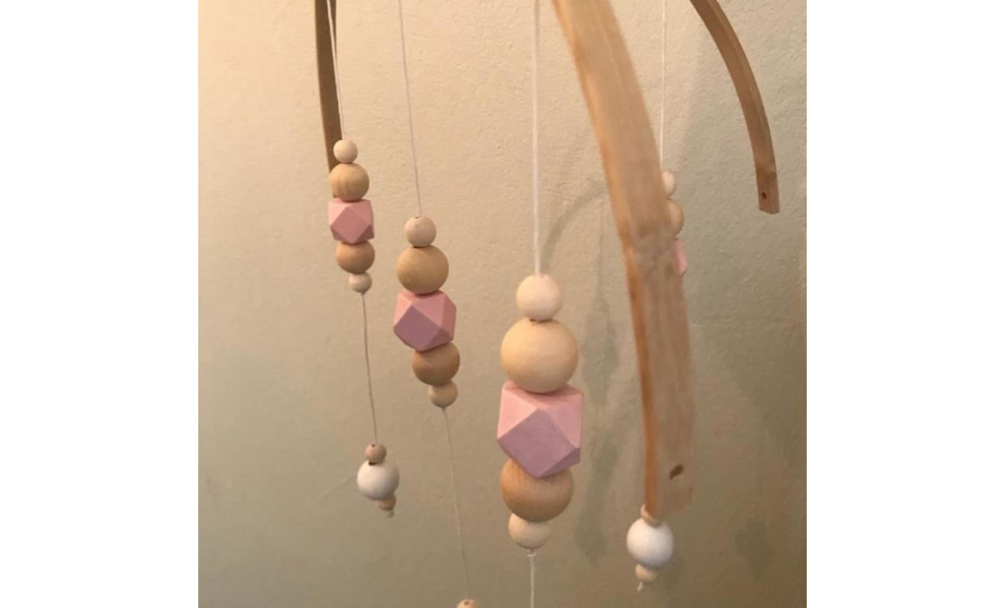 perles en bois carillons eoliens style nordique cloche de vent pour lit suspendu decor des enfants tente decor props de pas cher