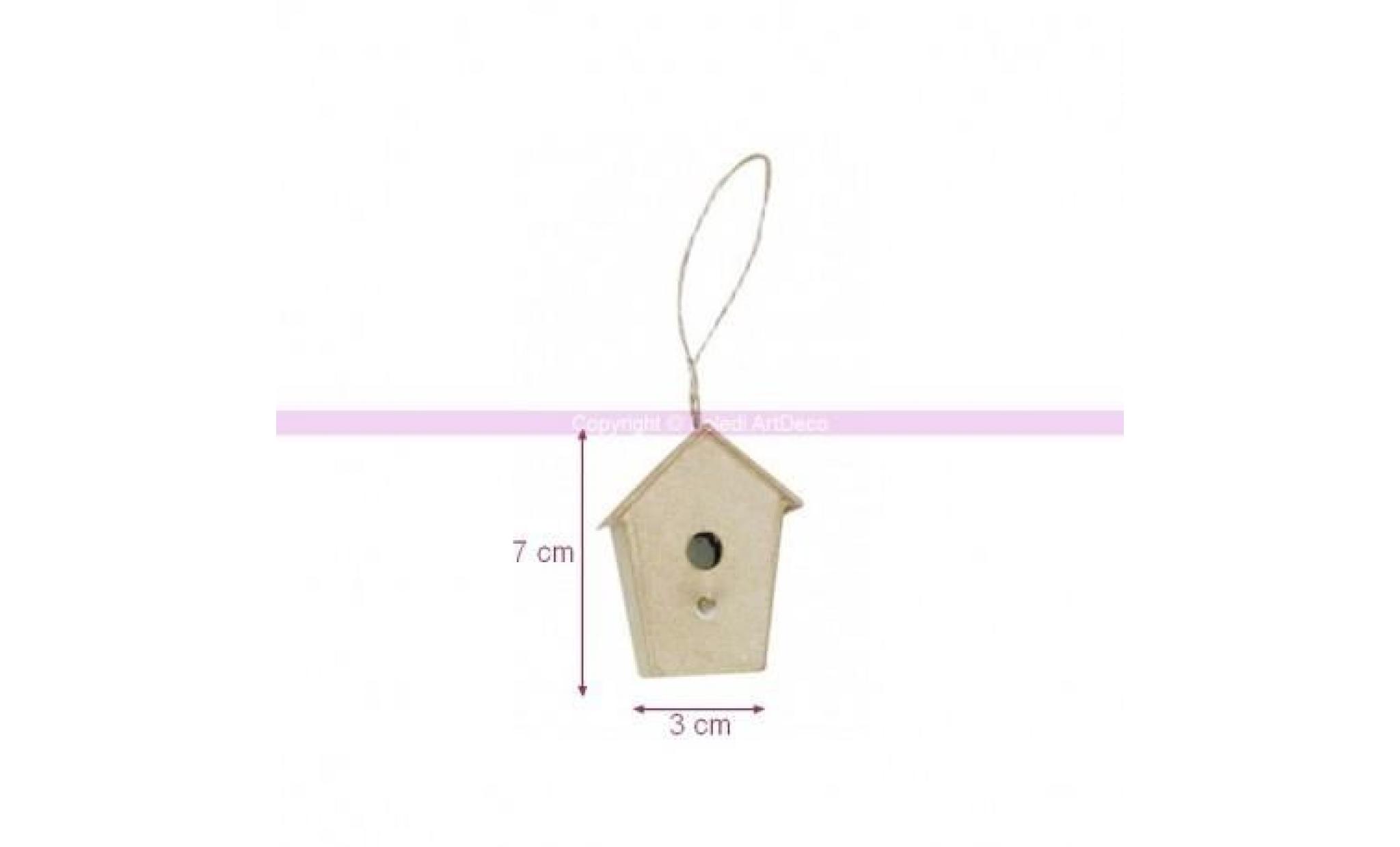 petit nichoir 3 cm haut. 7 cm en papier mâché, abri à oiseau à customiser   unique pas cher