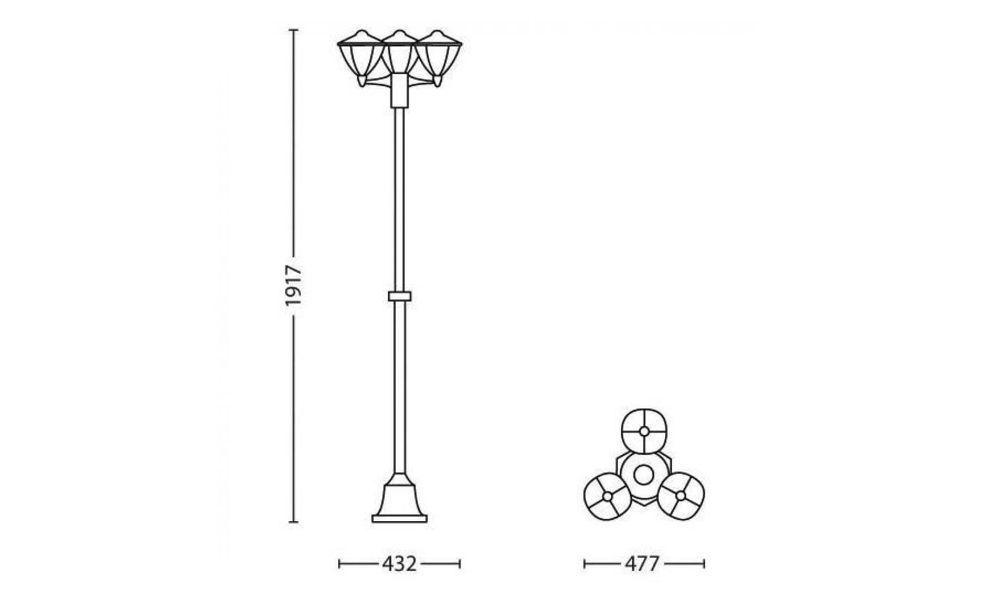 robin lampadaire d'extérieur 3 lumières led h191,7cm blanc philips pas cher