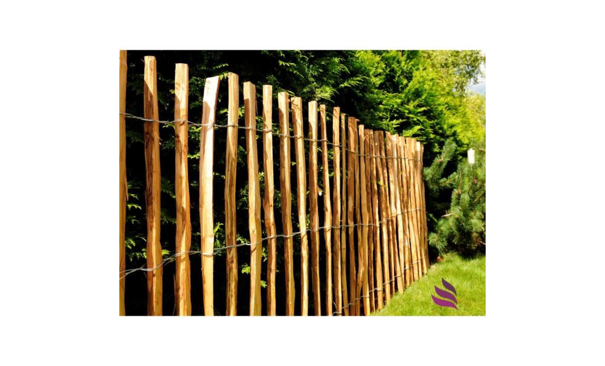 piquets en bois   clôture à lattis en bois de noisetier imprégné   l: 5m, ecart piquets: 4 à 6 cm, hauteur: 50 cm