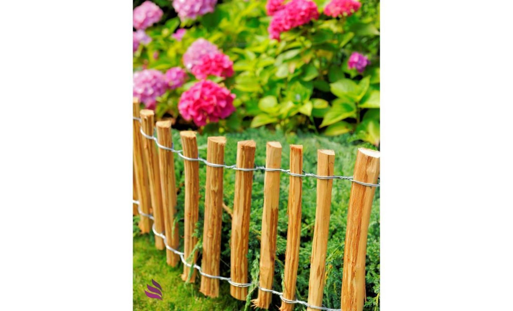 piquets en bois   clôture à lattis en bois de noisetier imprégné, clôture de jardin déroulable, ecart piquets: 4 à 6cm, hauteur: 35c