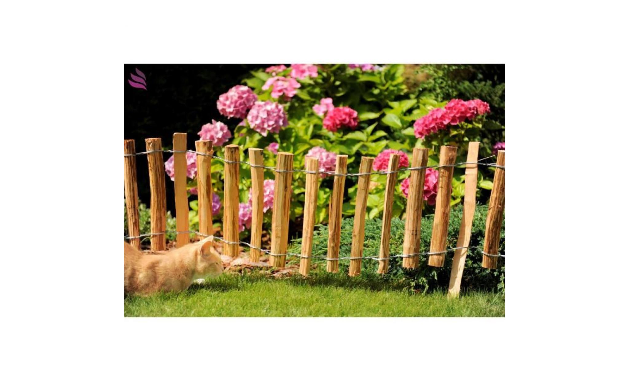 piquets en bois   clôture à lattis en bois de noisetier imprégné, clôture de jardin déroulable, ecart piquets: 4 à 6cm, hauteur: 35c pas cher