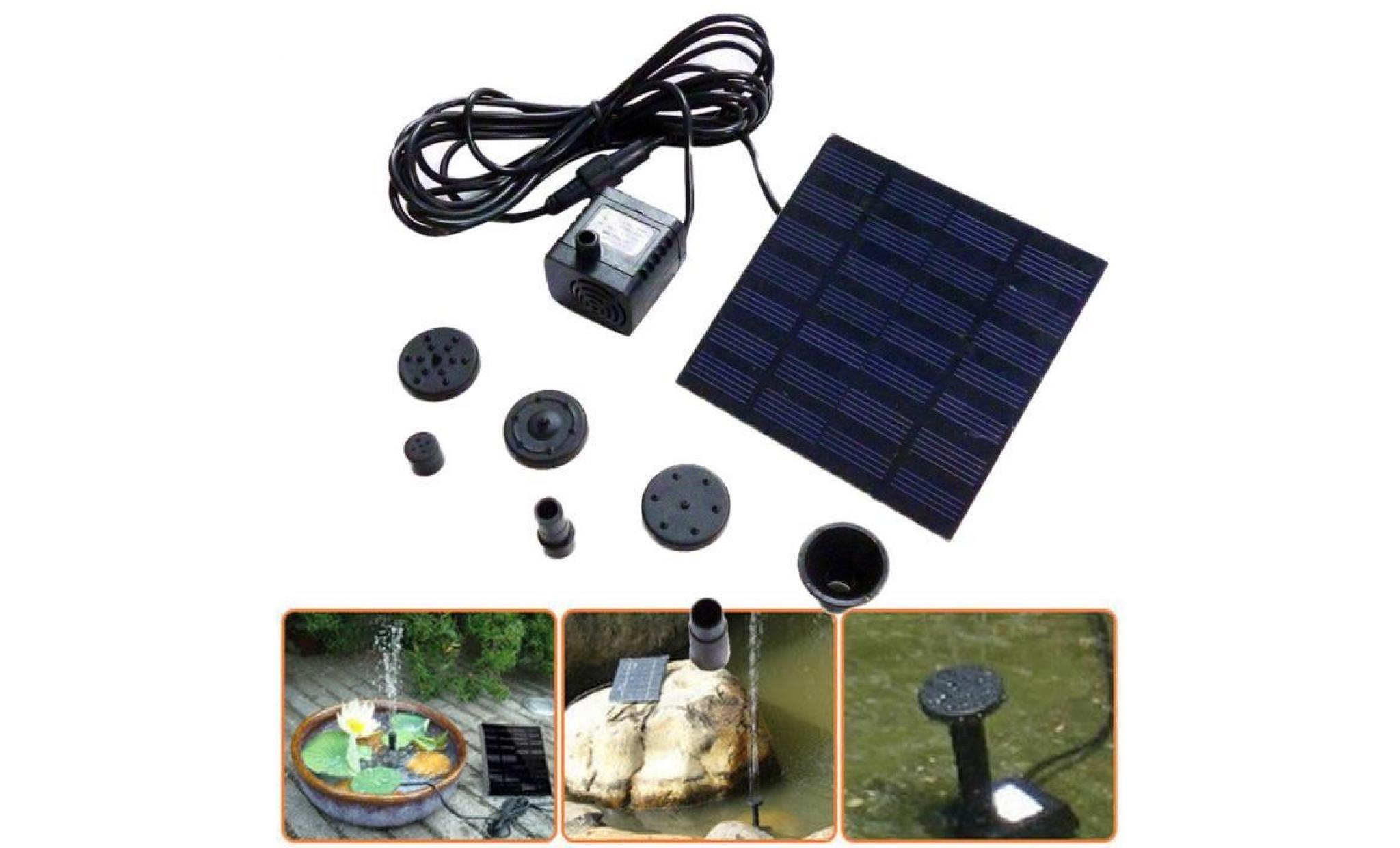 poi@ 1.2w 7v solaire de panneau pompe à eau fontaine kit piscine étang de jardin submersible noir_23