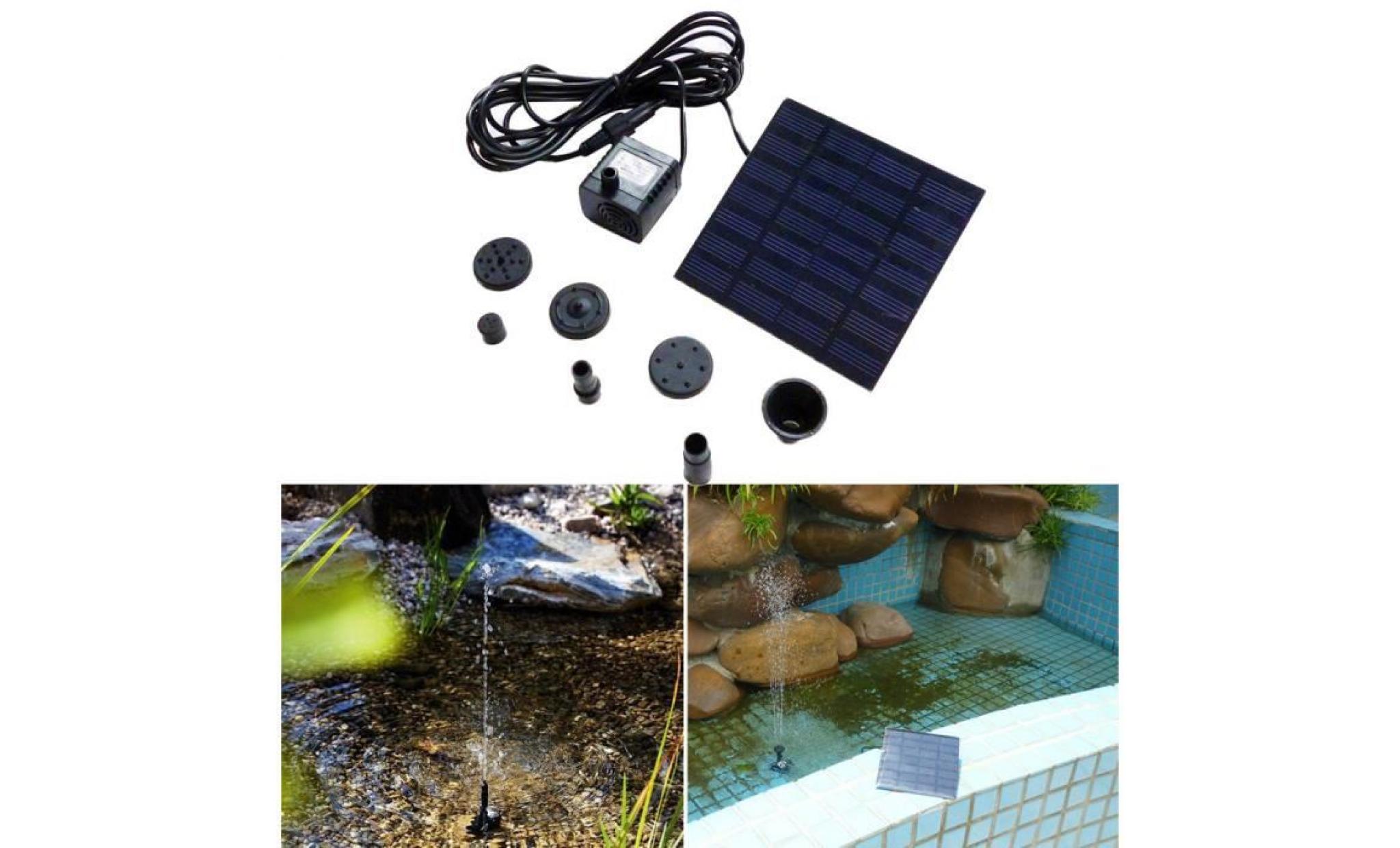 poi@ 1.2w 7v solaire de panneau pompe à eau fontaine kit piscine étang de jardin submersible noir_23 pas cher