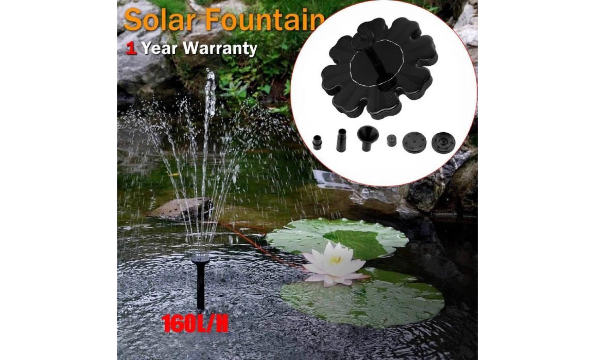 poi@ extérieur à énergie solaire oiseaux bain d'eau fontaine pompe pour piscine, jardin, aquarium noir_38