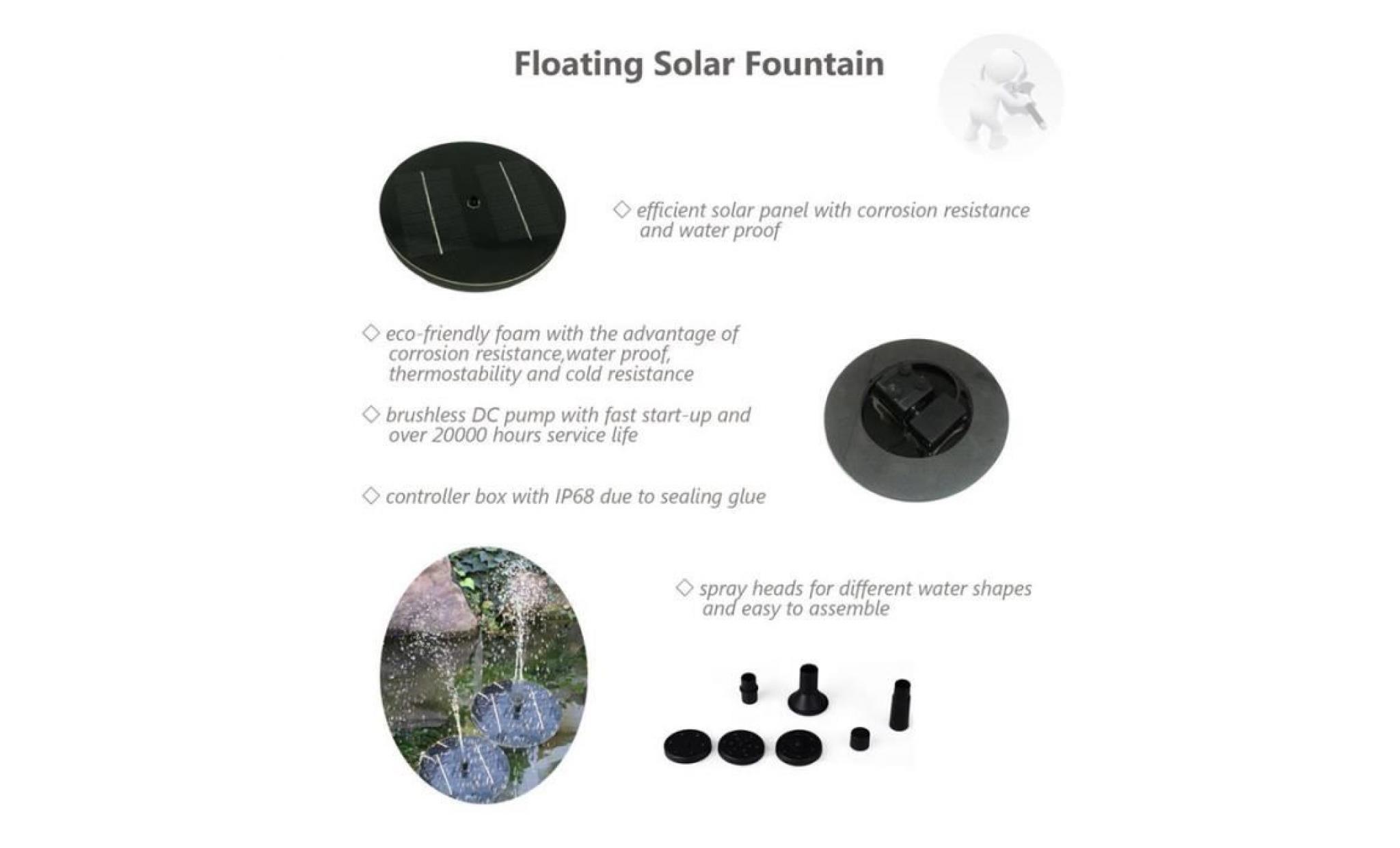 pompe à eau solaire panneau solaire fontaine pour bassin ou jardin pome avec panneau solaire monocristallin  [classe énergétique a] pas cher