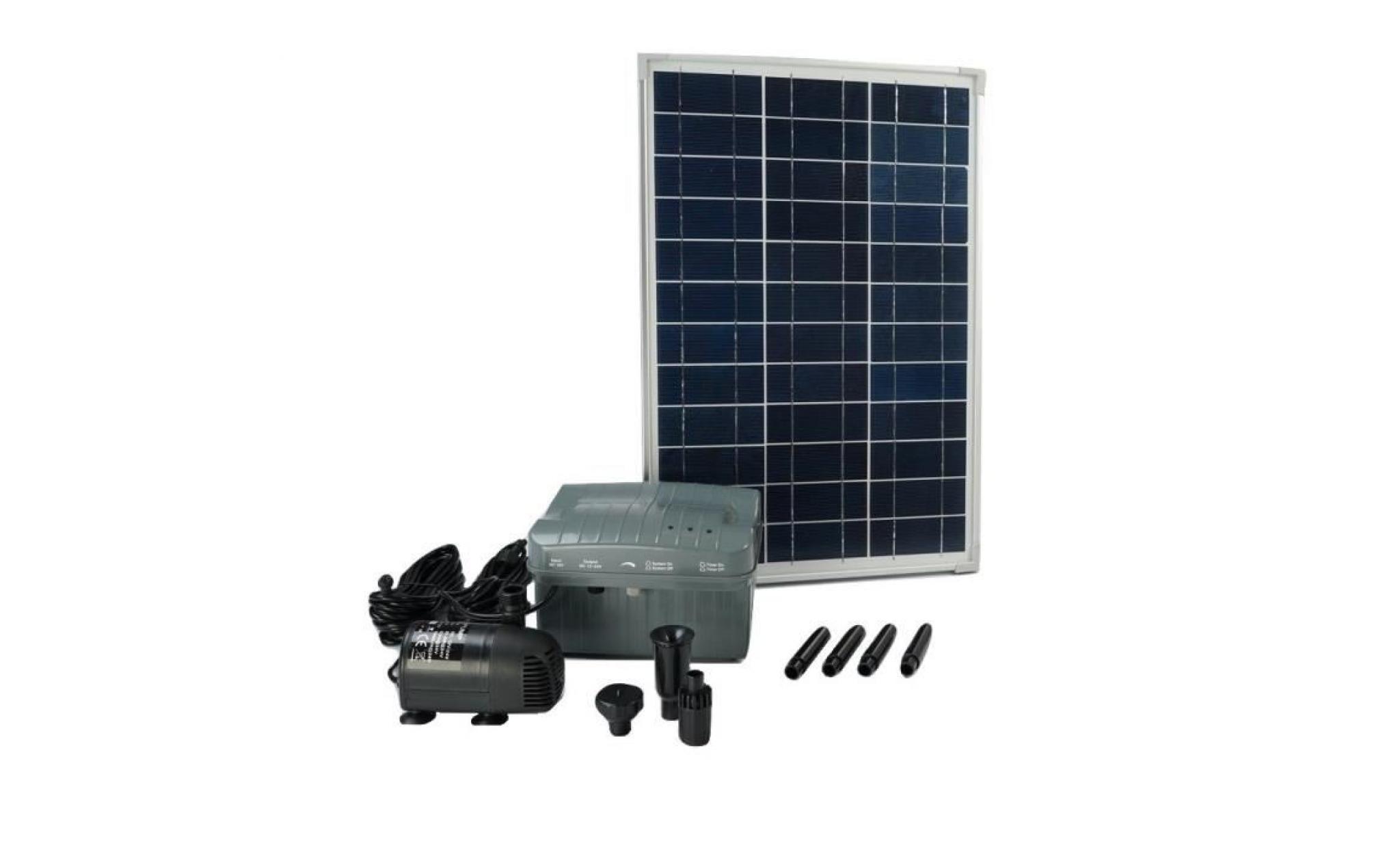 ubbink pompe de bassin solaire solarmax 1000 avec panneau + accu + jets d'eau volcan et cloche