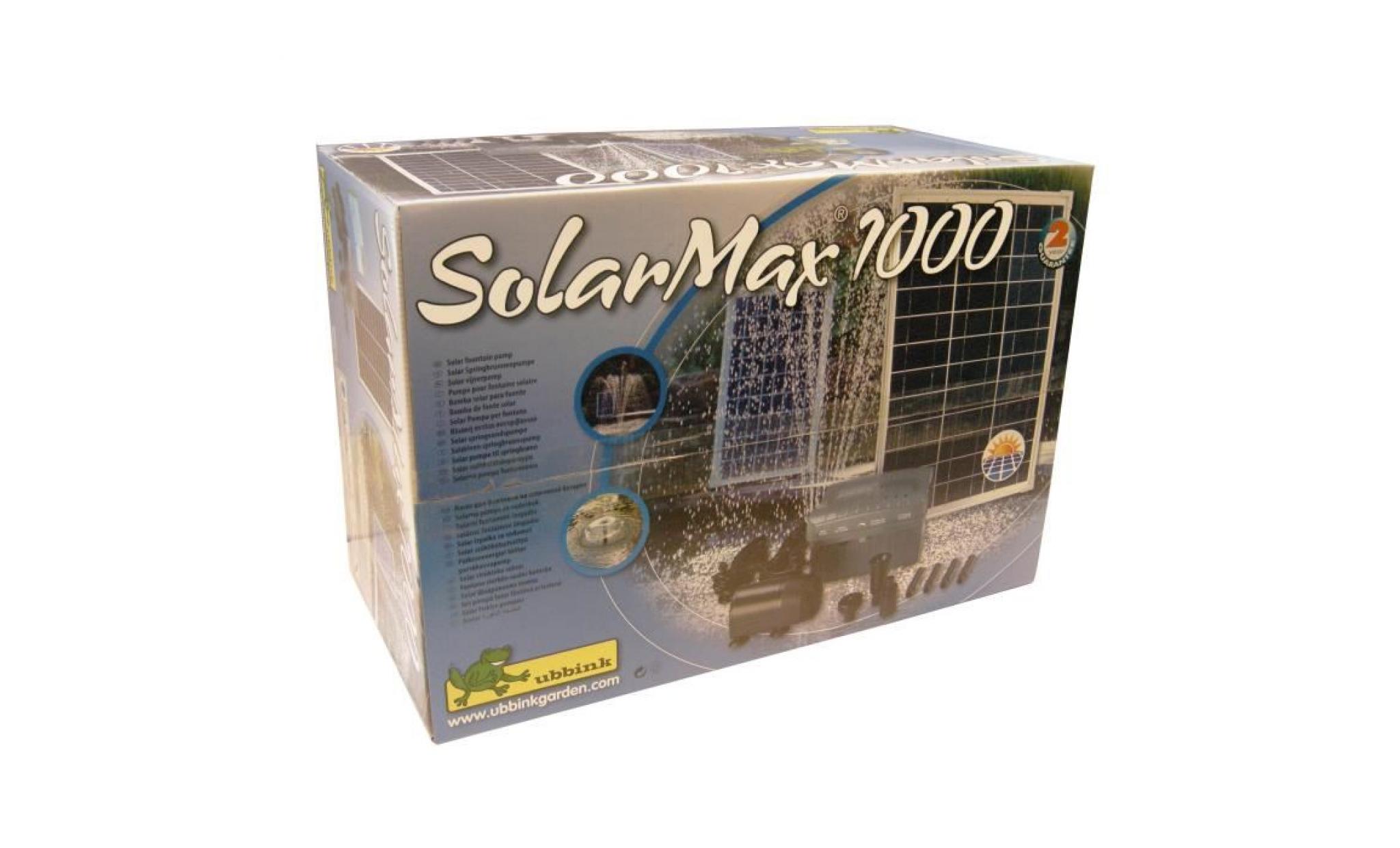 ubbink pompe de bassin solaire solarmax 1000 avec panneau + accu + jets d'eau volcan et cloche pas cher